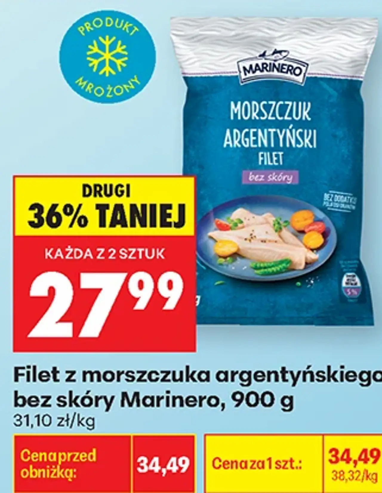 Filet z morszczuka argentyńskiego bez skóry Marinero, 900 g
