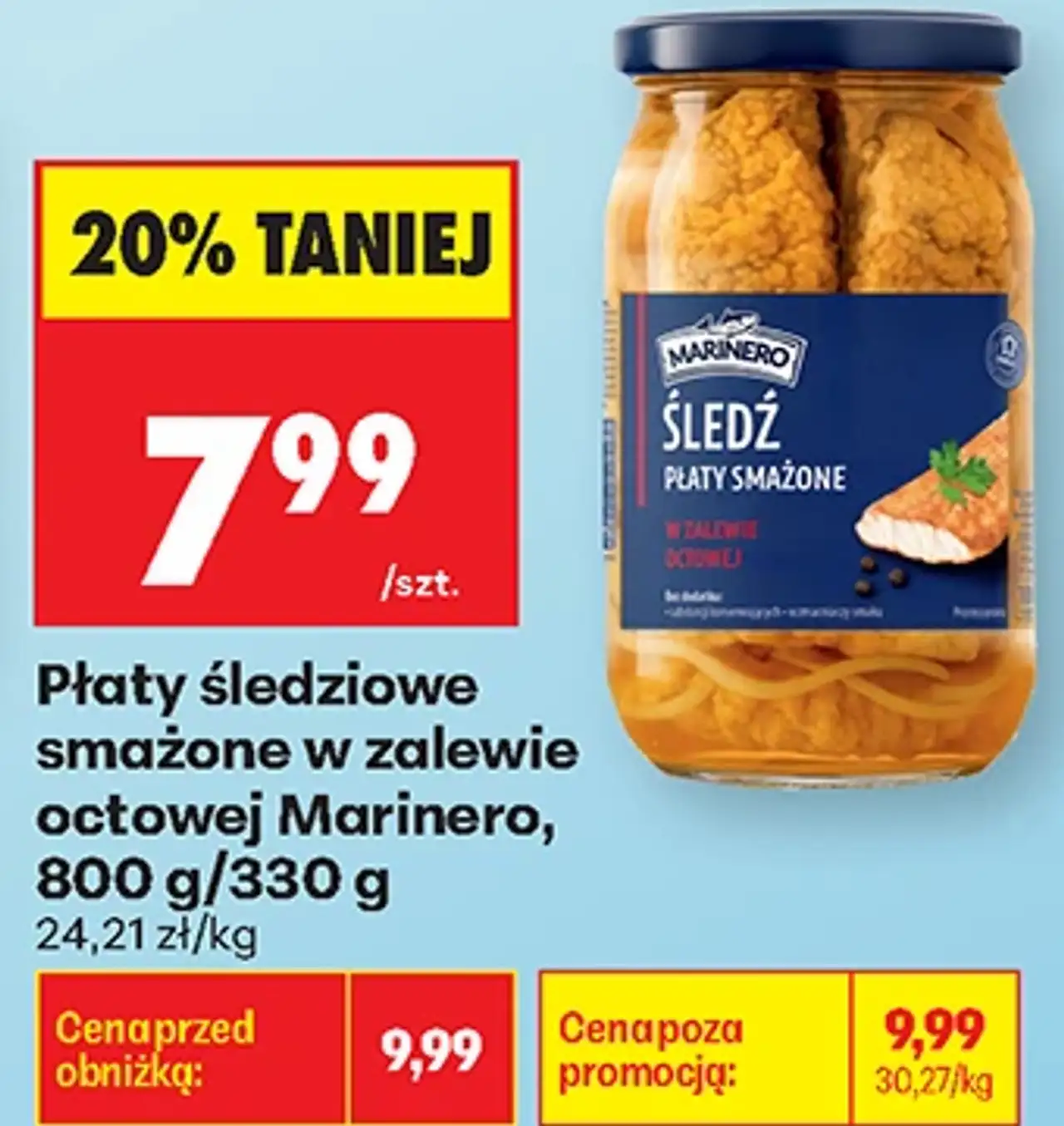 Płaty śledziowe smażone w zalewie octowej Marinero, 800 g/330 g
