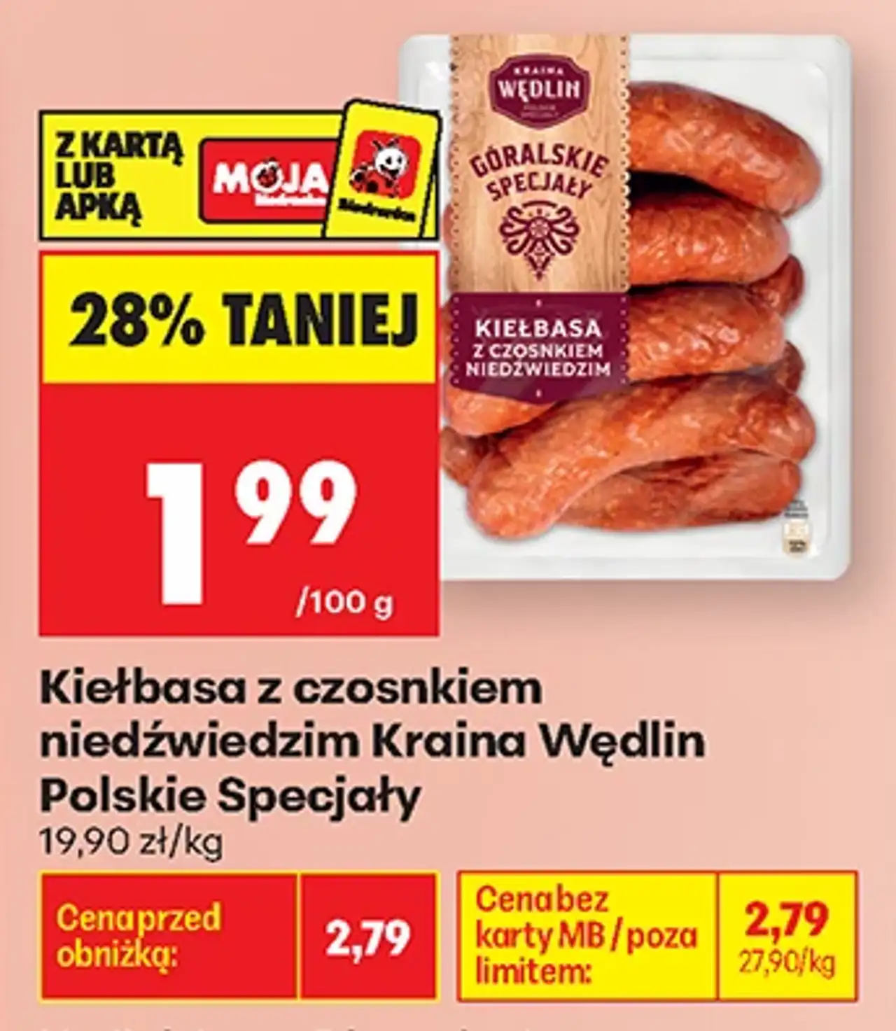 Kiełbasa z czosnkiem niedźwiedzim Kraina Wędlin Polskie Specjały
