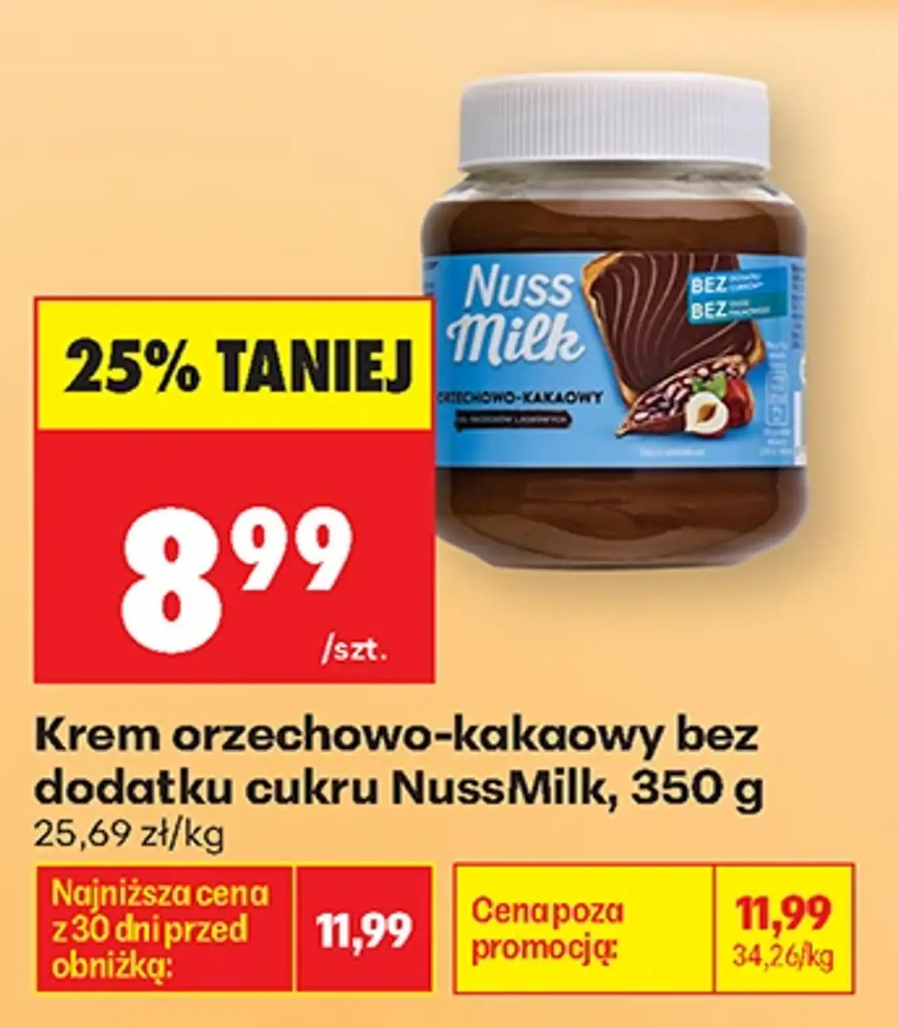 Krem orzechowo-kakaowy bez dodatku cukru NussMilk, 350 g