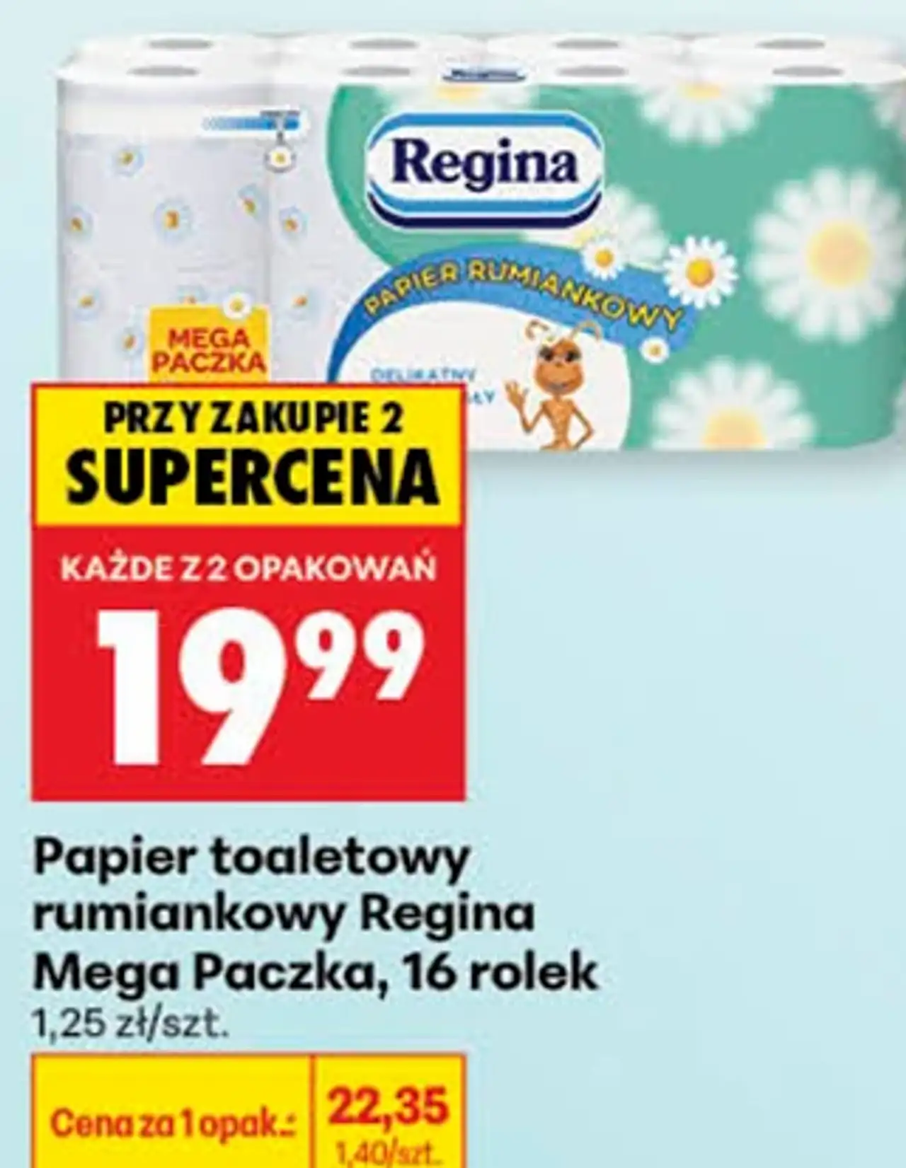 Papier toaletowy rumiankowy Regina Mega Paczka, 16 rolek