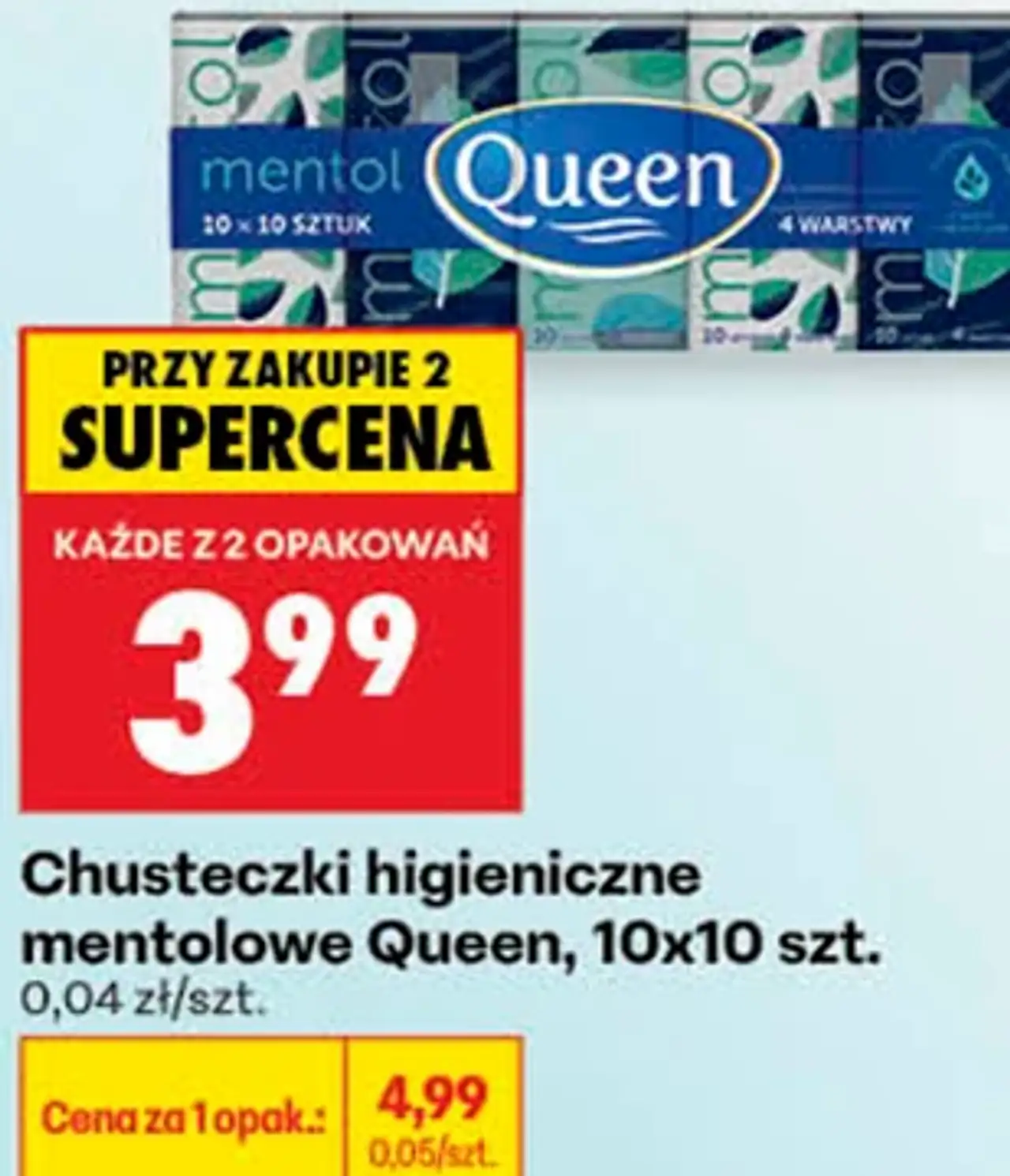 Chusteczki higieniczne mentolowe Queen, 10x10 szt.