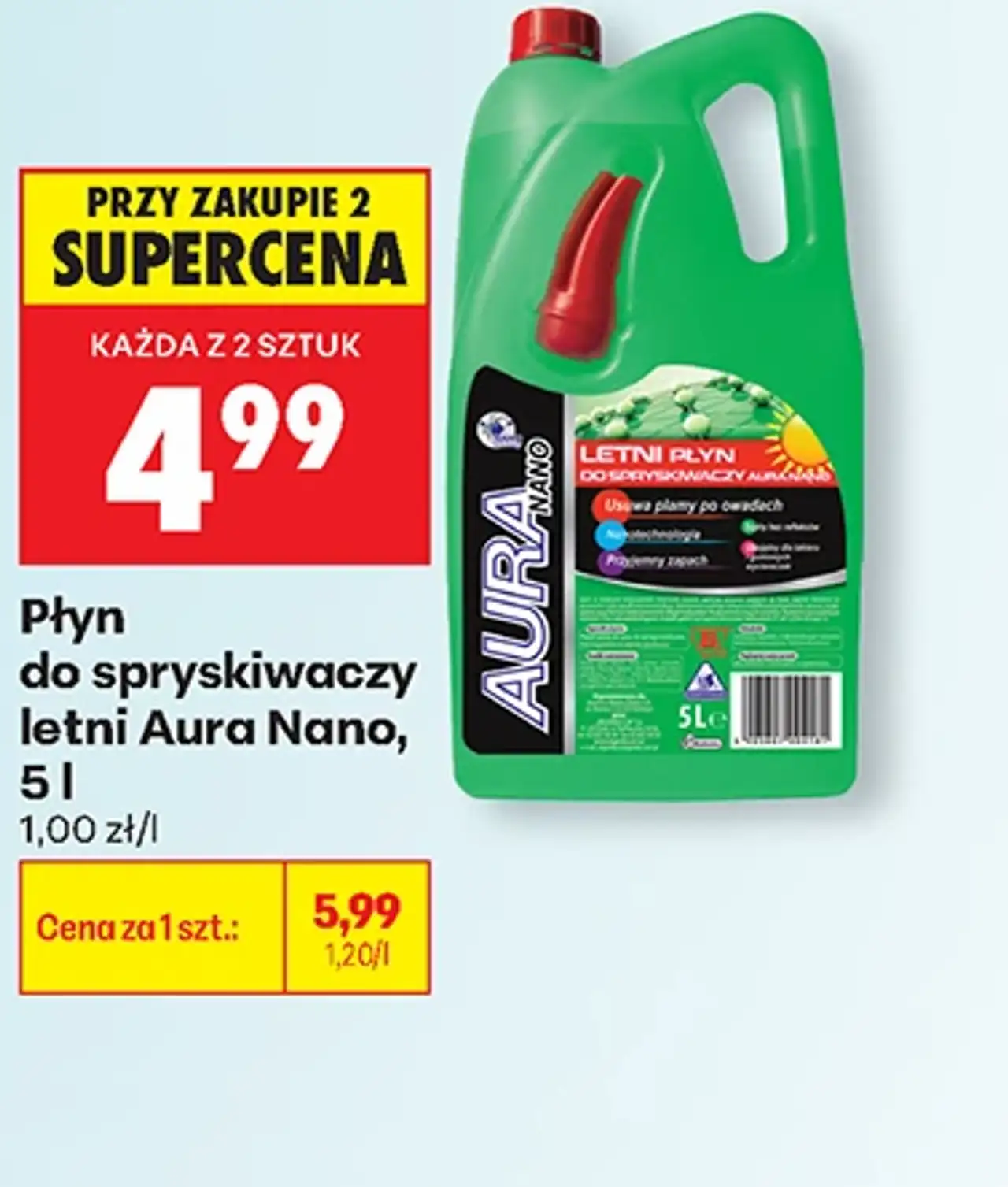 Płyn do spryskiwaczy letni Aura Nano, 5 l