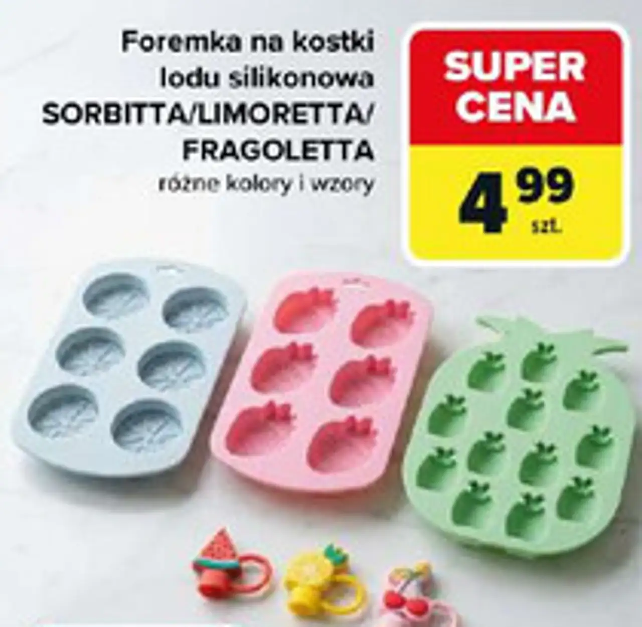 Foremka na kostki lodu silikonowa SORBITTA/LIMORETTA/FRAGOLETTA