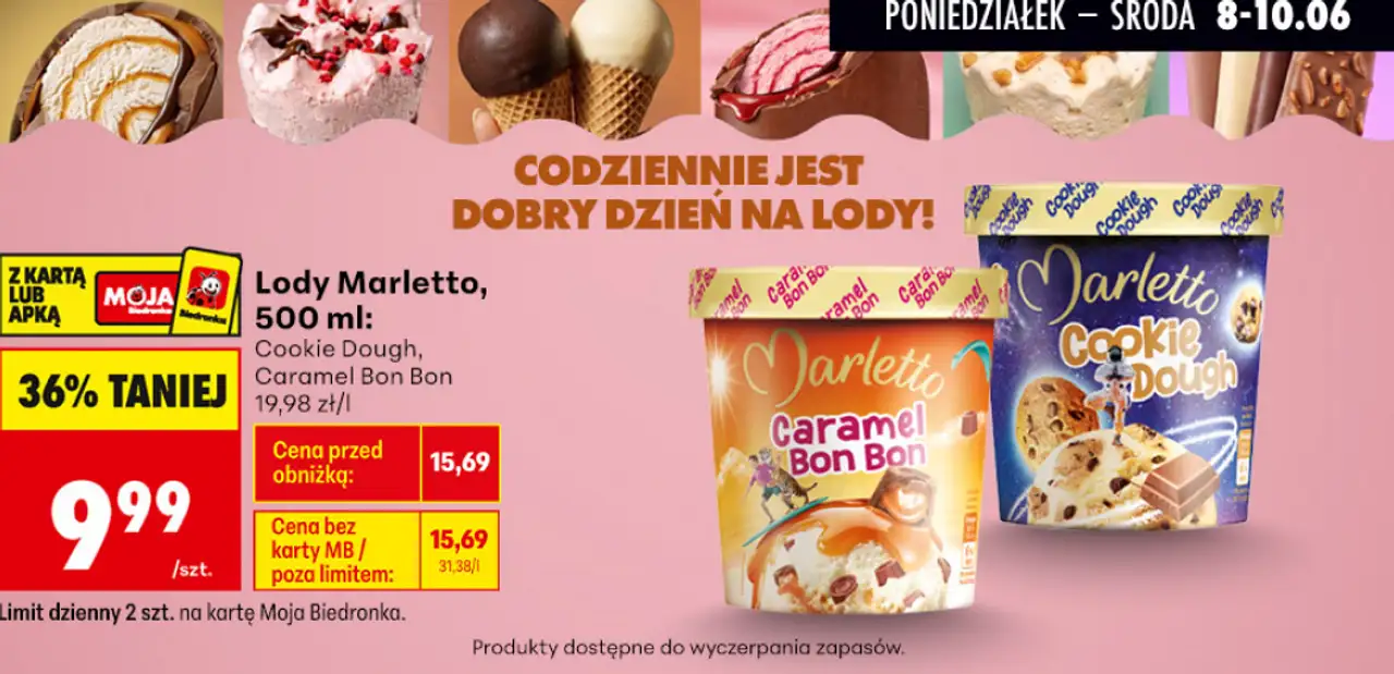 Lody Marletto, 500 ml: Cookie Dough, Caramel Bon Bon