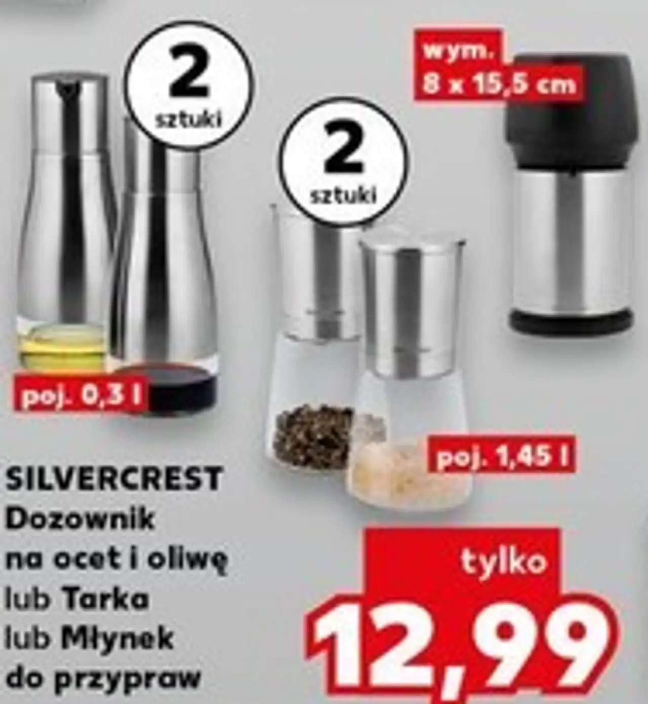 SILVERCREST Dozownik na ocet i oliwę lub Tarka lub Młynek do przypraw