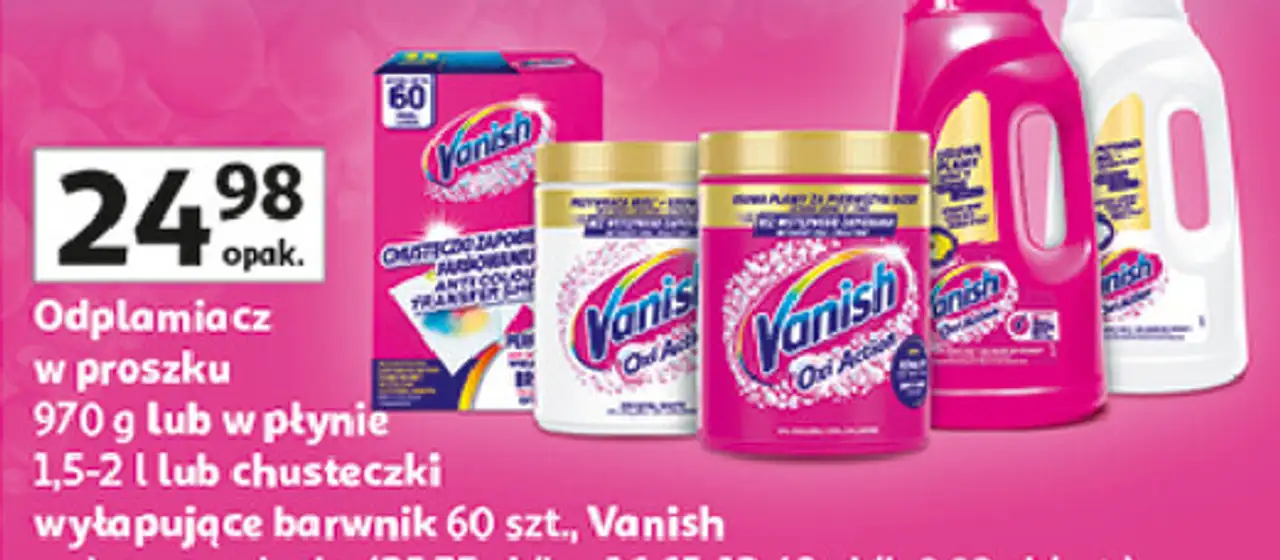 Odplamiacz w proszku, w płynie lub chusteczki wyłapujące barwnik Vanish