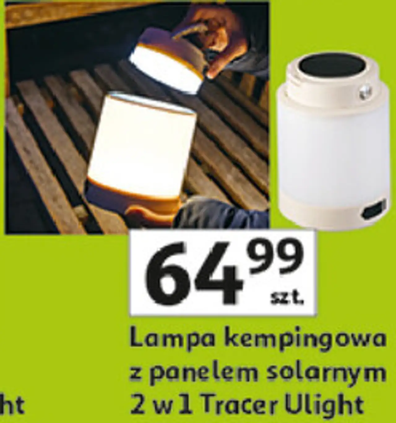 Lampa kempingowa z panelem solarnym 2 w 1 Tracer Ulight