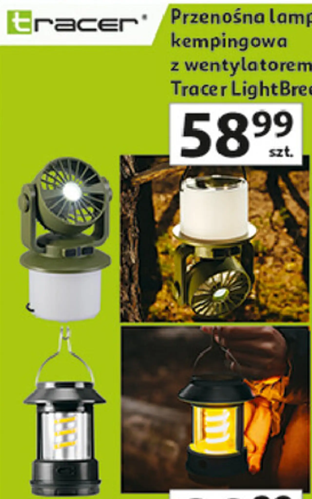 Przenośna lampa kempingowa z wentylatorem Tracer LightBreeze