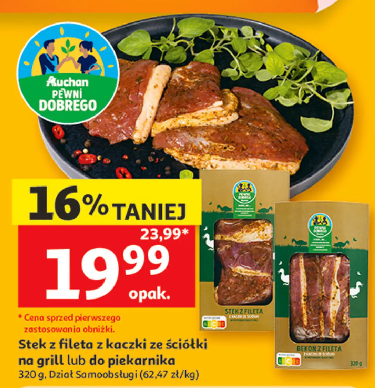 Auchan Pewni Dobrego Stek z fileta z kaczki ze ściółki na grill lub do piekarnika