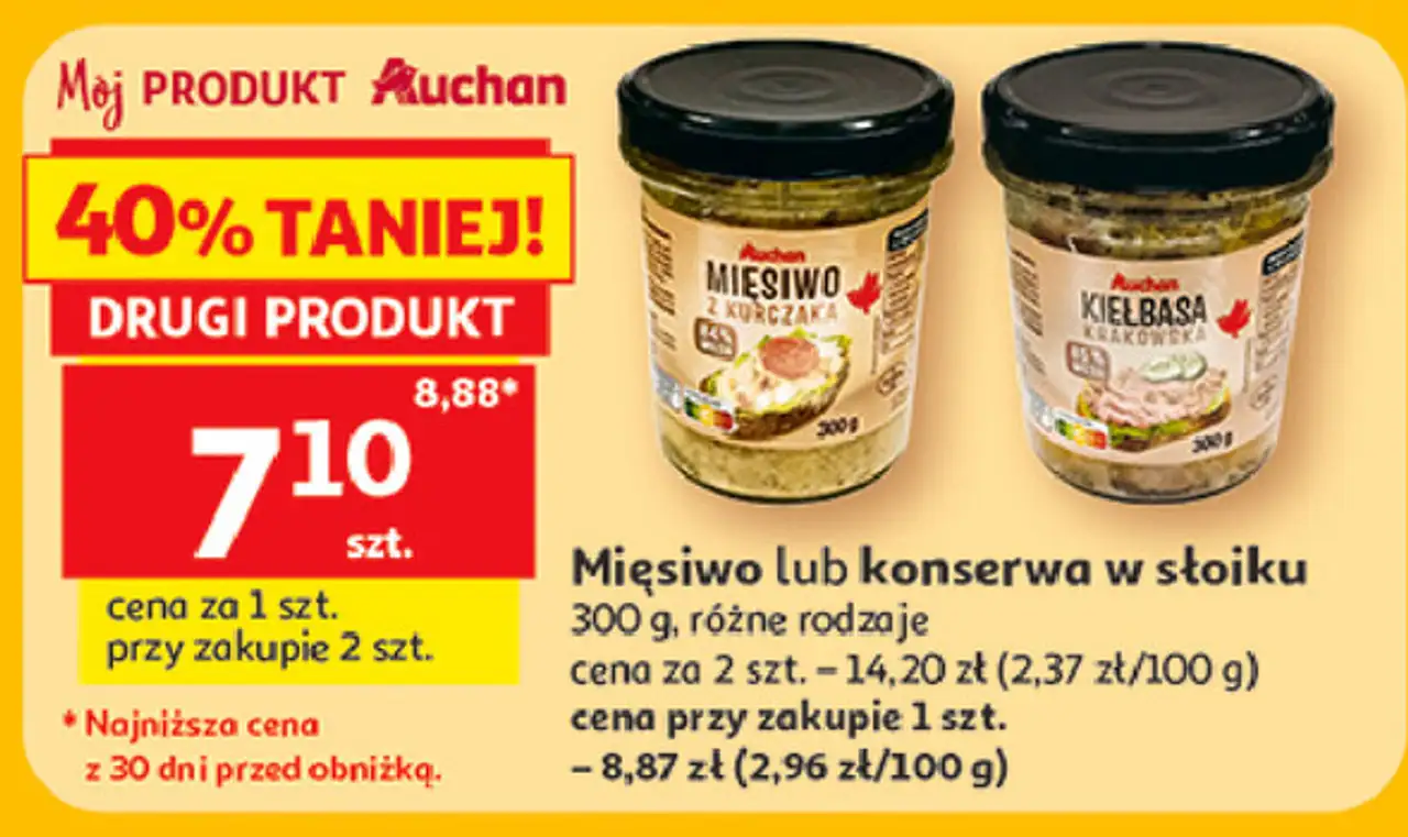 Mięsiwo lub konserwa w słoiku Auchan