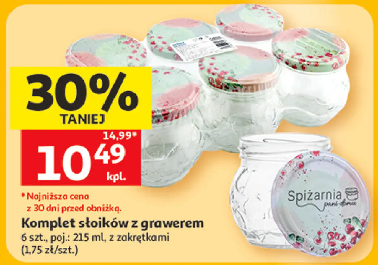 Komplet słoików z grawerem 6 szt., poj.: 215 ml, z zakrętkami