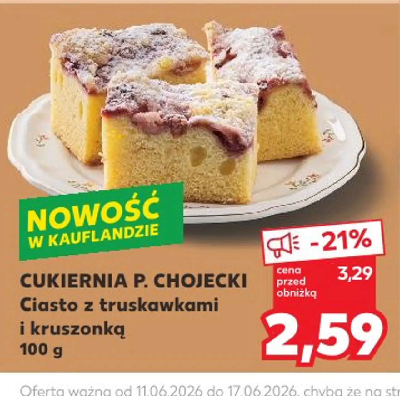 Cukiernia P. Chojecki Ciasto z truskawkami i kruszonką