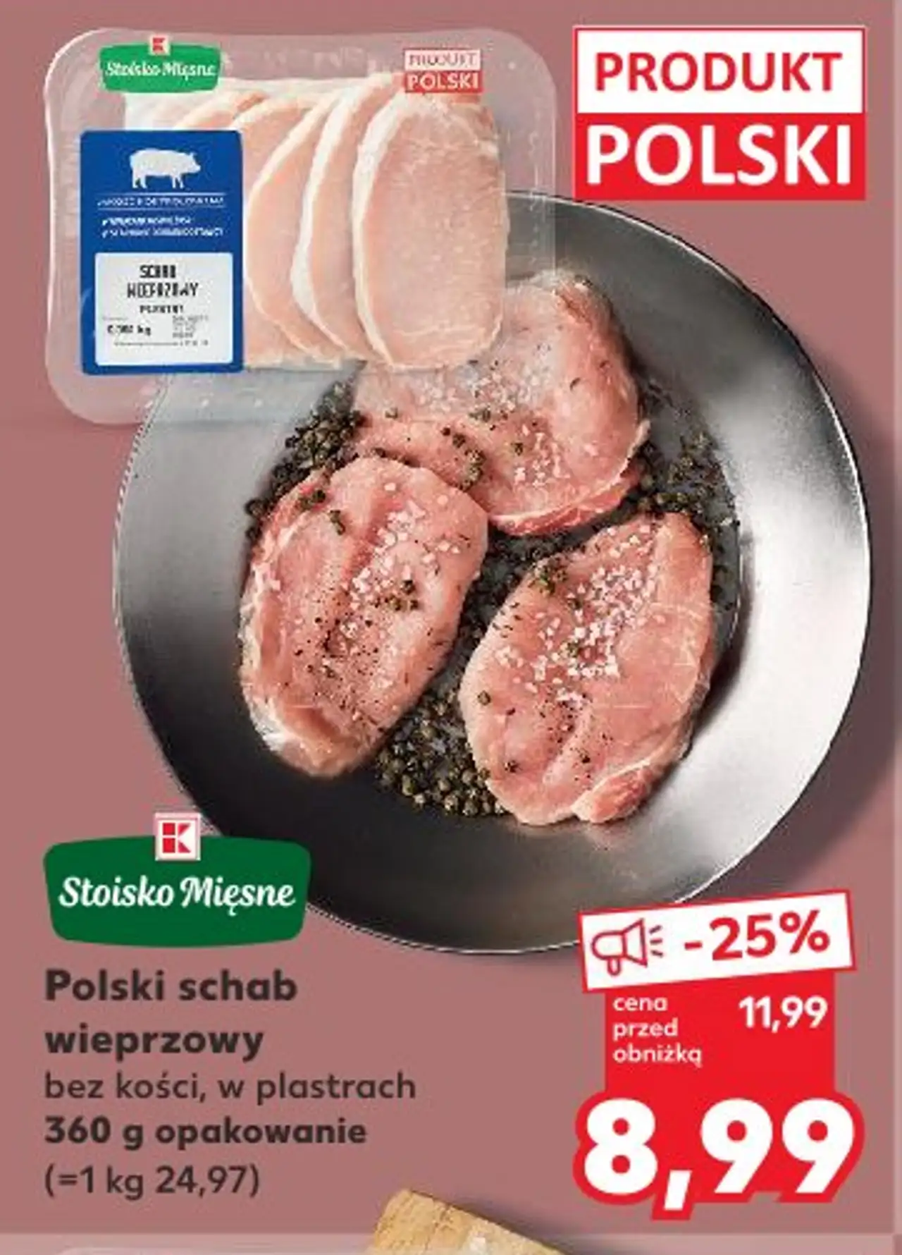 Stoisko Mięsne Polski schab wieprzowy bez kości, w plastrach