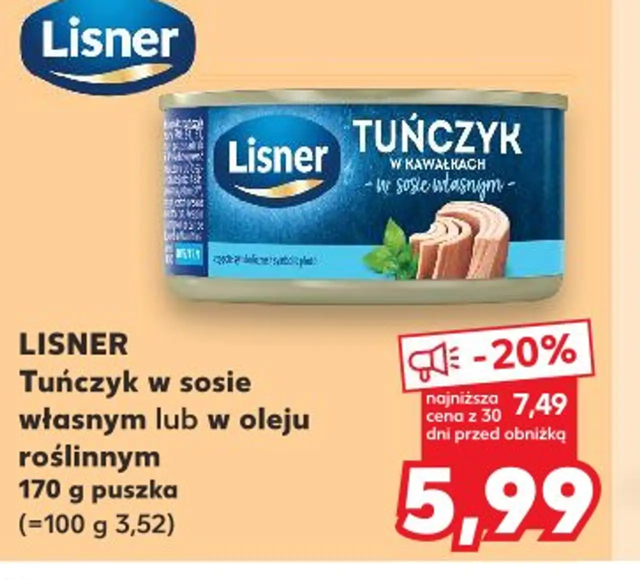 Lisner Tuńczyk w sosie własnym lub w oleju roślinnym