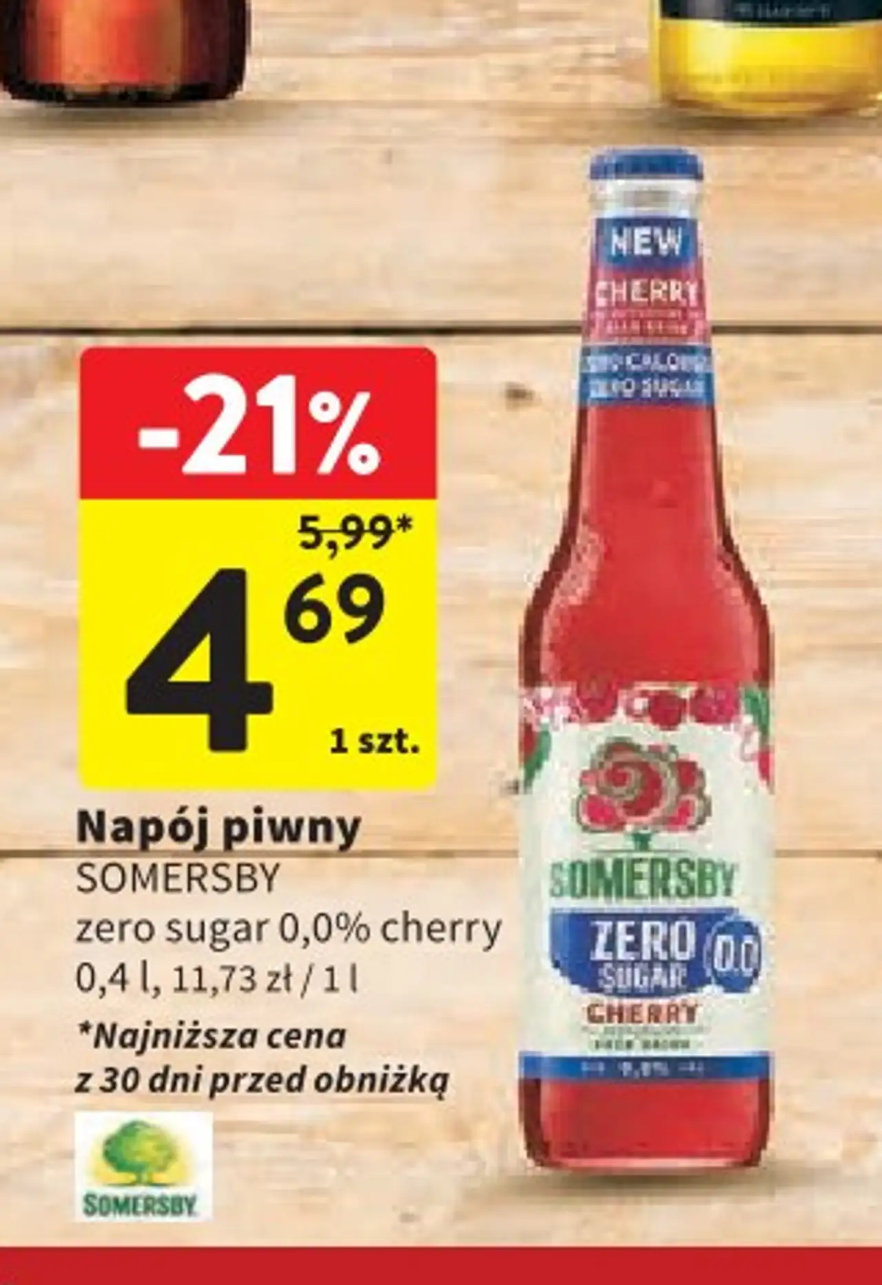 Napój piwny SOMERSBY zero sugar 0,0% cherry