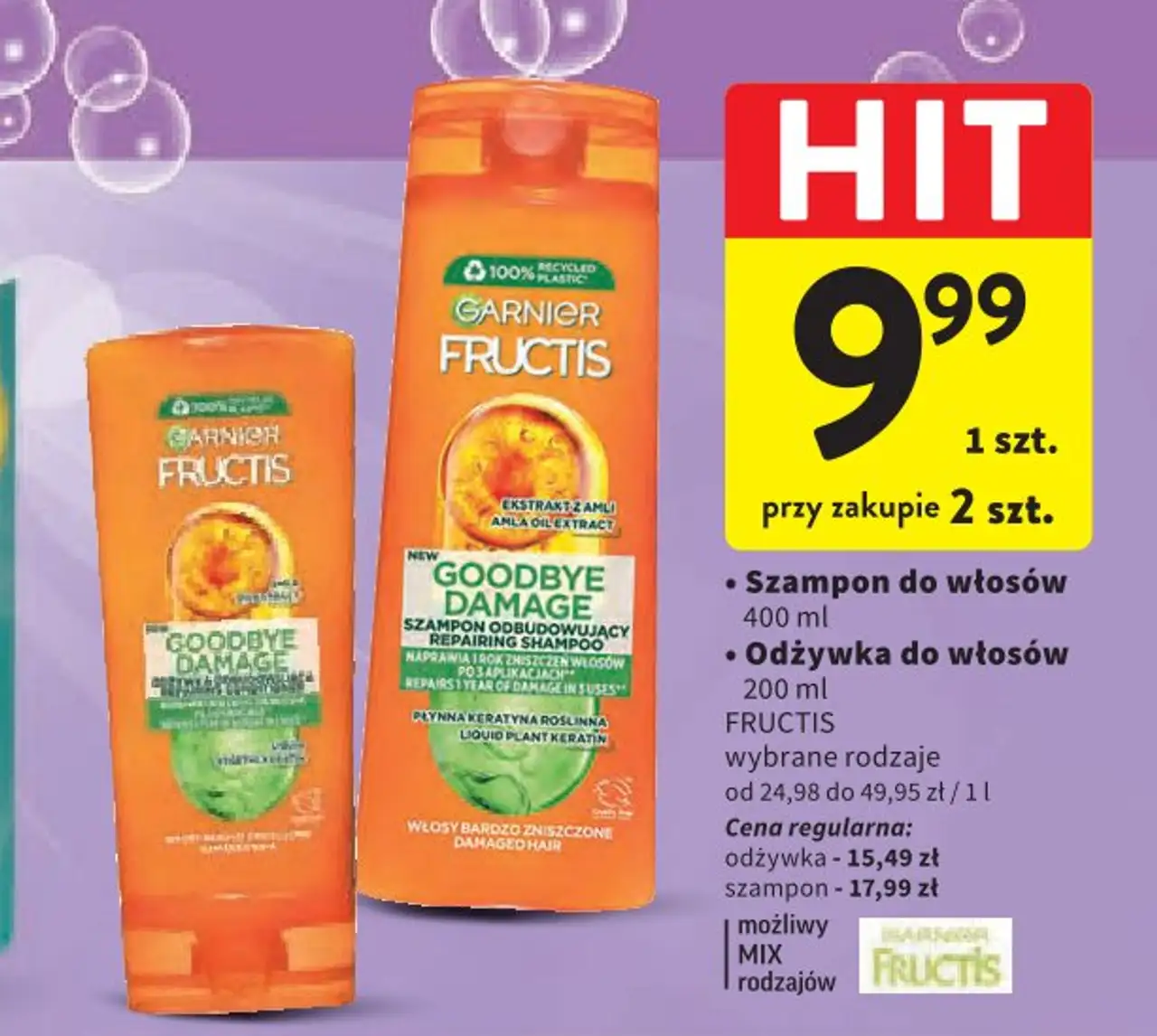 Garnier Fructis Szampon do włosów, Odżywka do włosów