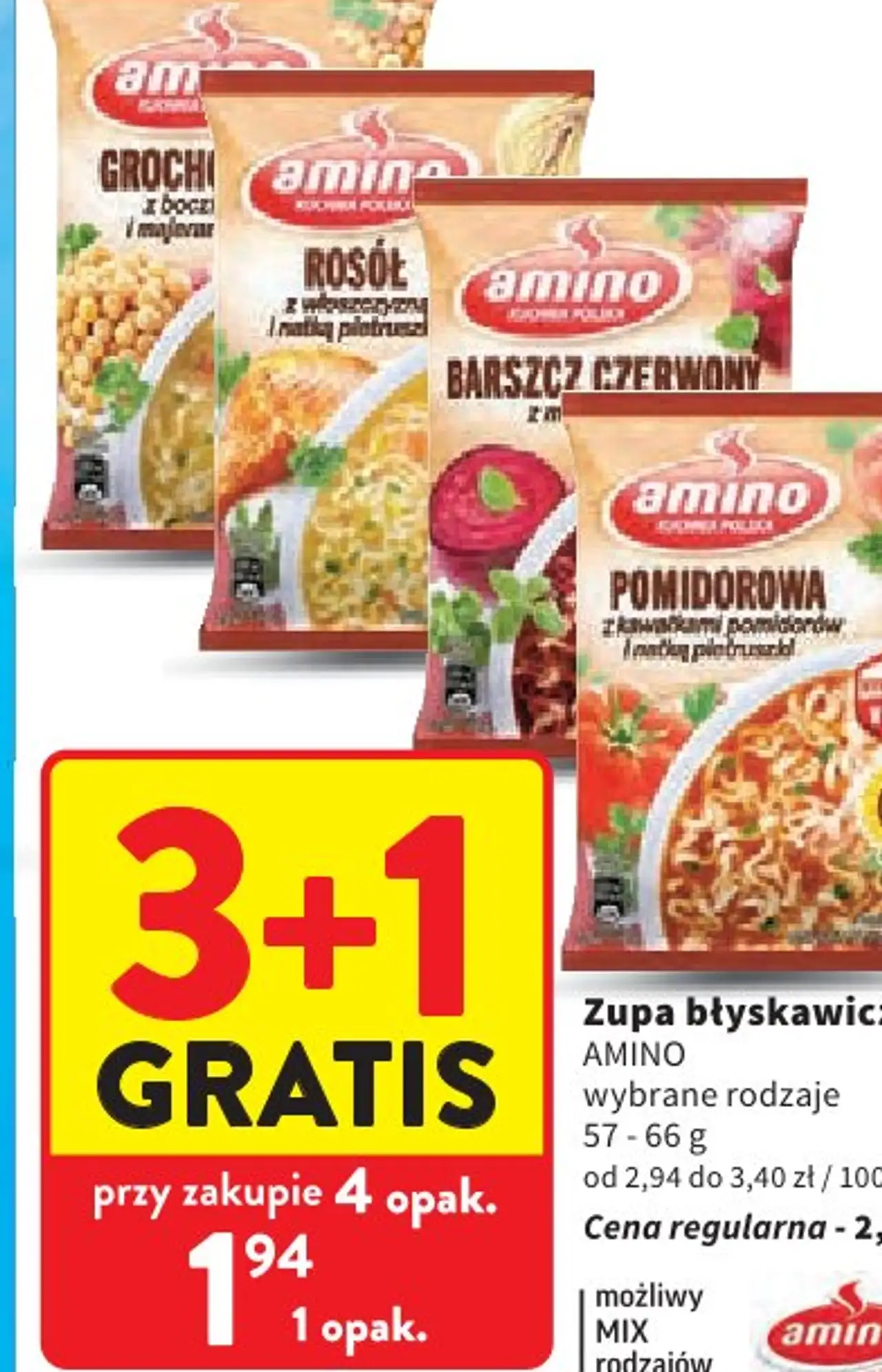 Amino Zupa błyskawiczna wybrane rodzaje