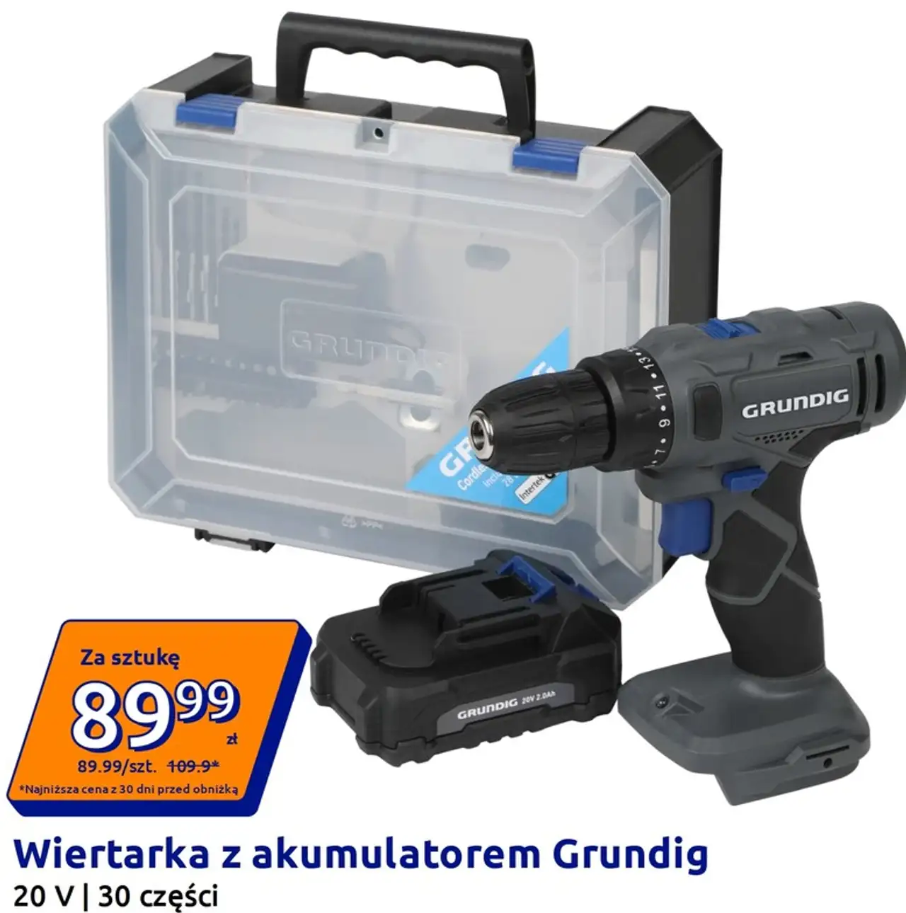 Wiertarka z akumulatorem Grundig 20 V | 30 części