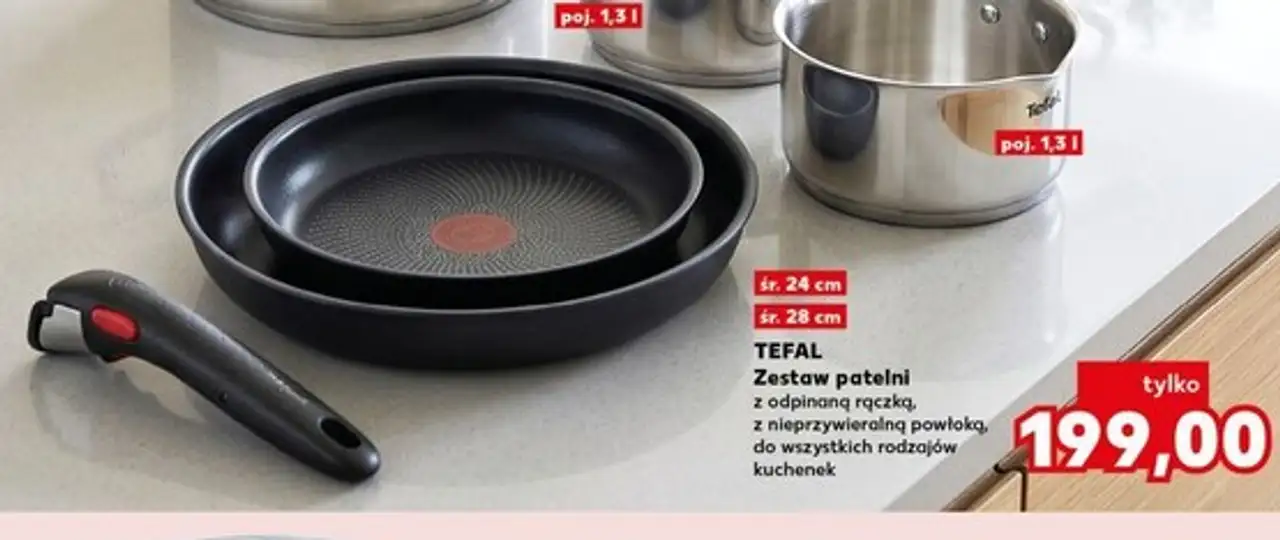 Patelnie ingenio: 24 + 28 cm z rączką Tefal