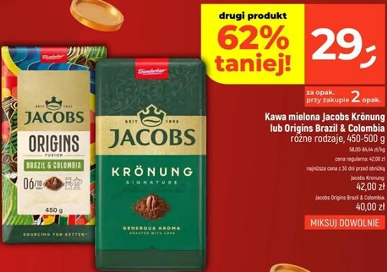 Kawa mielona Jacobs Krönung lub Origins Brazil & Colombia