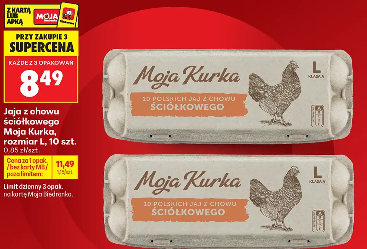 Jaja z chowu ściółkowego Moja Kurka, rozmiar L, 10 szt.