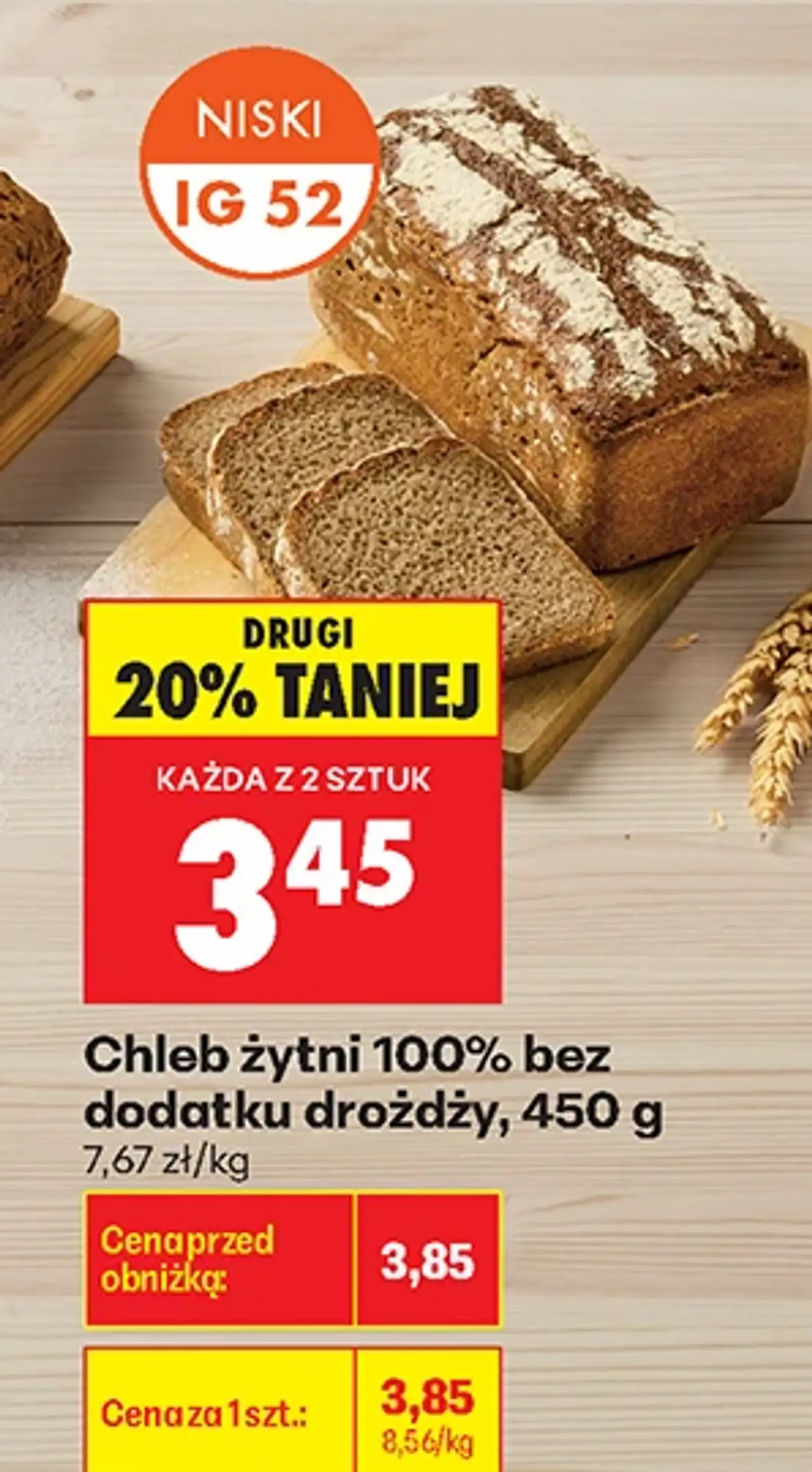 Chleb żytni 100% bez dodatku drożdży, 450 g