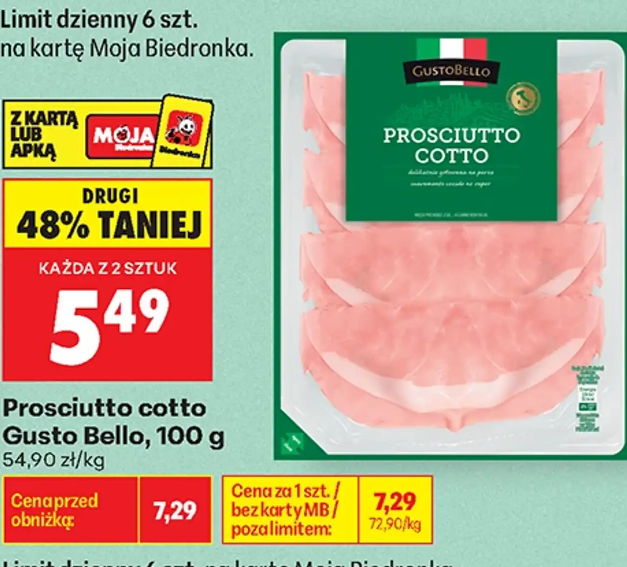 Prosciutto cotto Gusto Bello, 100 g