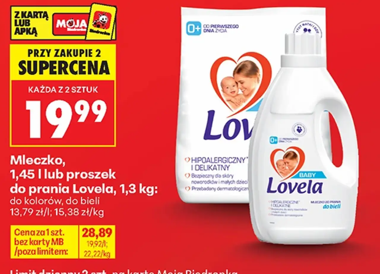 Mleczko, płyn lub proszek do prania Lovela