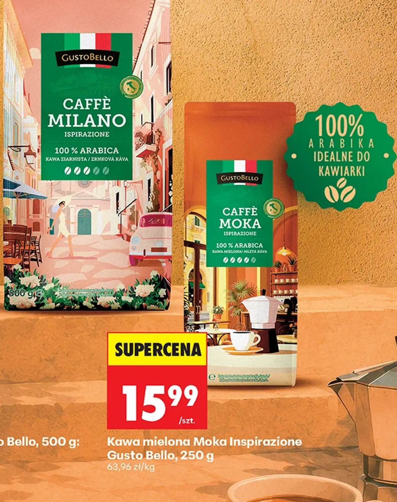 Kawa ziarnista Milano / Kawa mielona Moka Inspirazione Gusto Bello