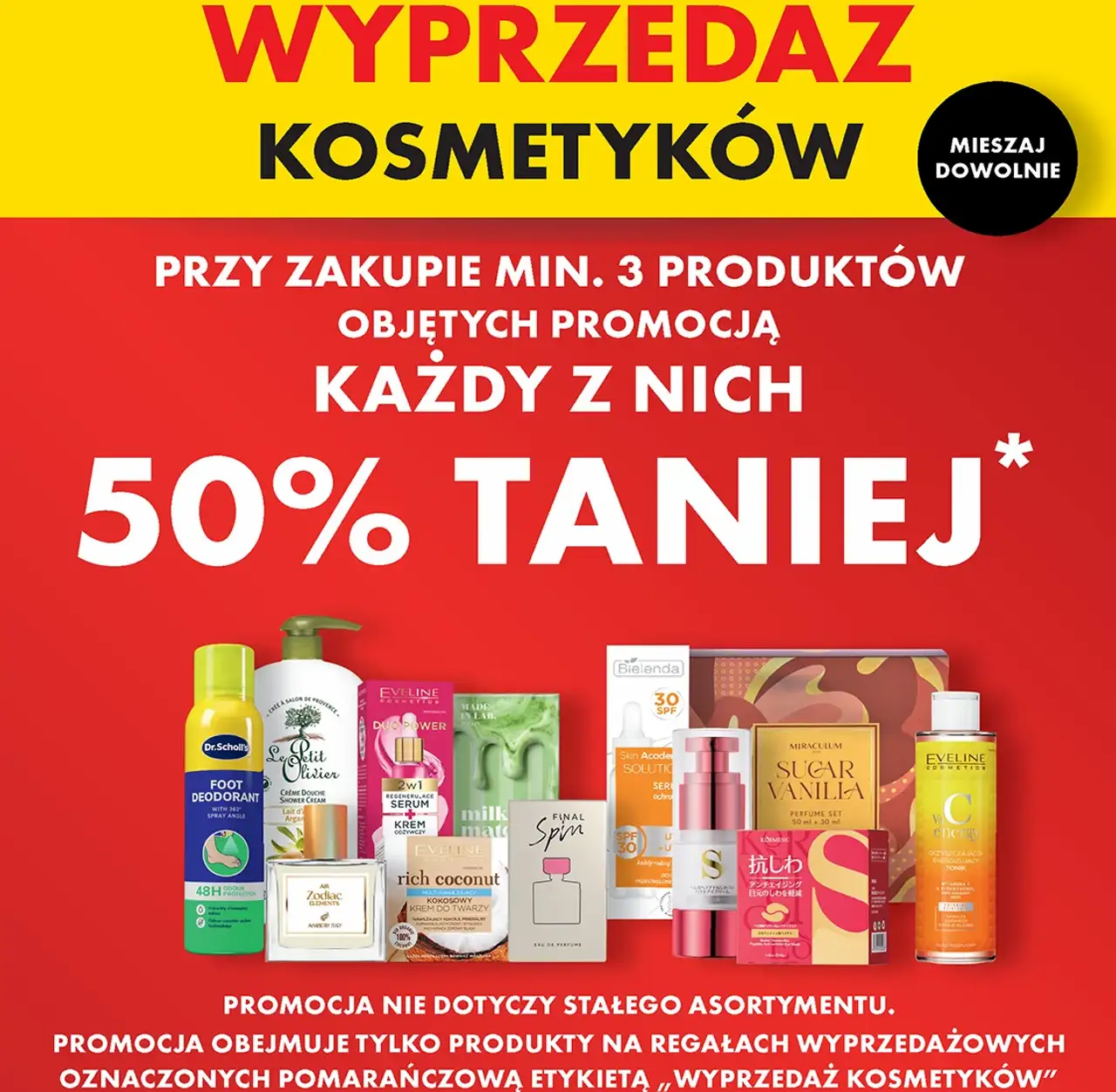 Wyprzedaż kosmetyków - każdy z nich 50% taniej przy zakupie min. 3 produktów