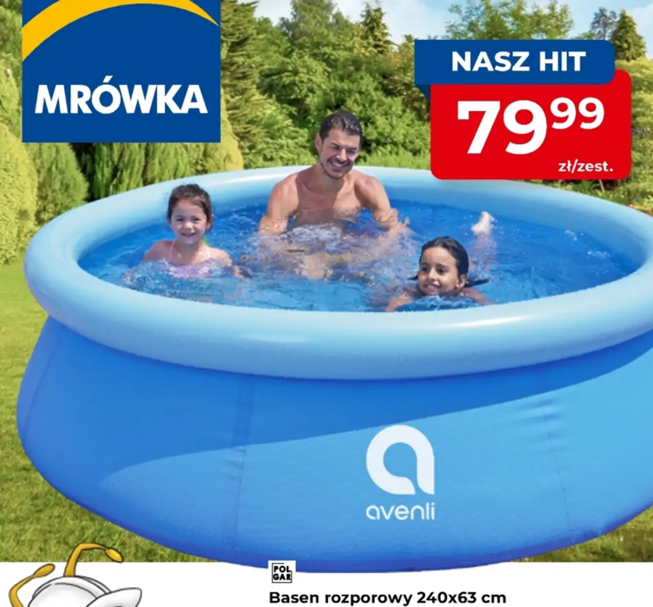 Basen rozporowy 240x63 cm z kołnierzem dmuchanym, w zestawie łatki naprawcze