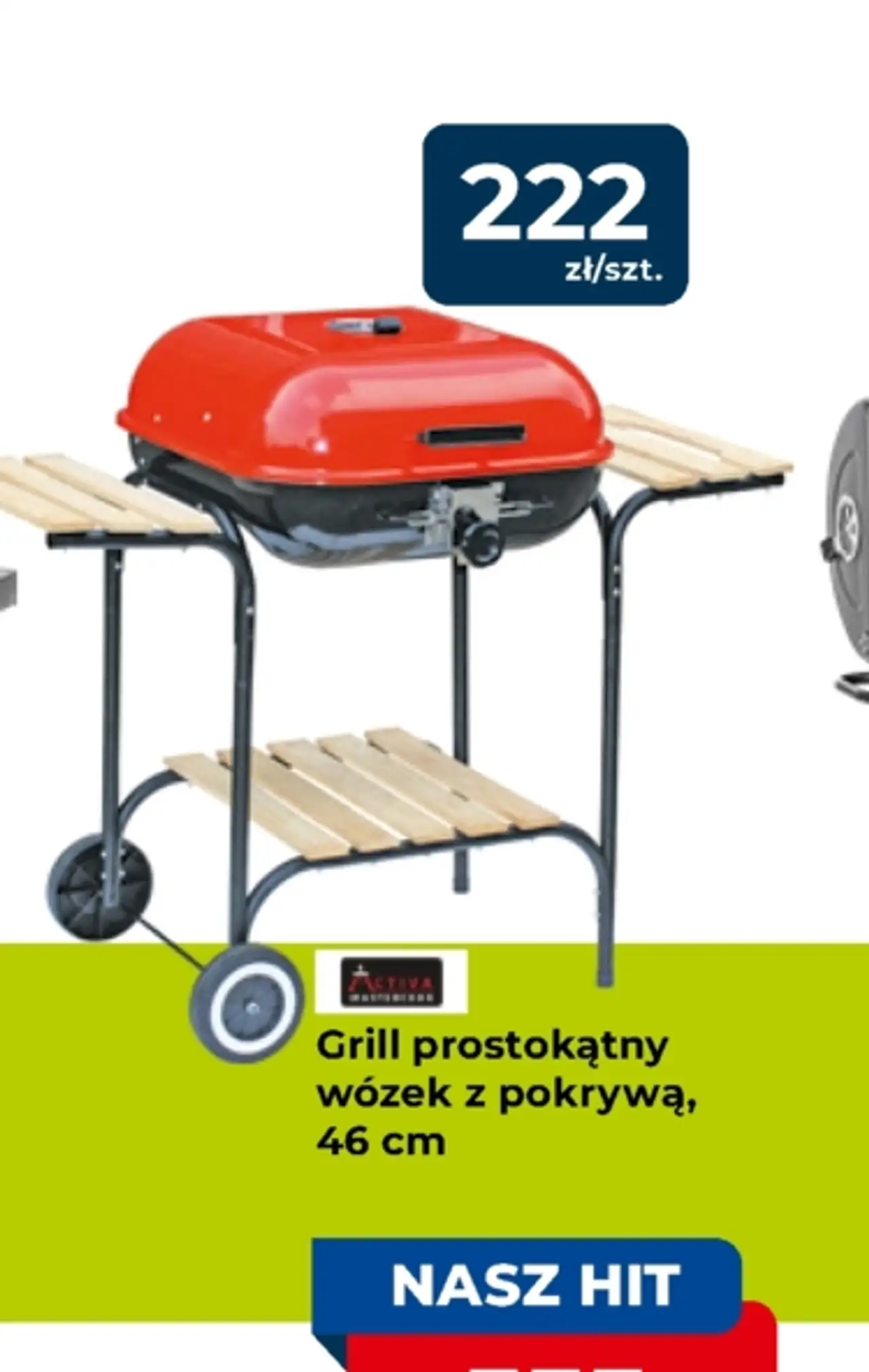 Grill prostokątny wózek z pokrywą, 46 cm