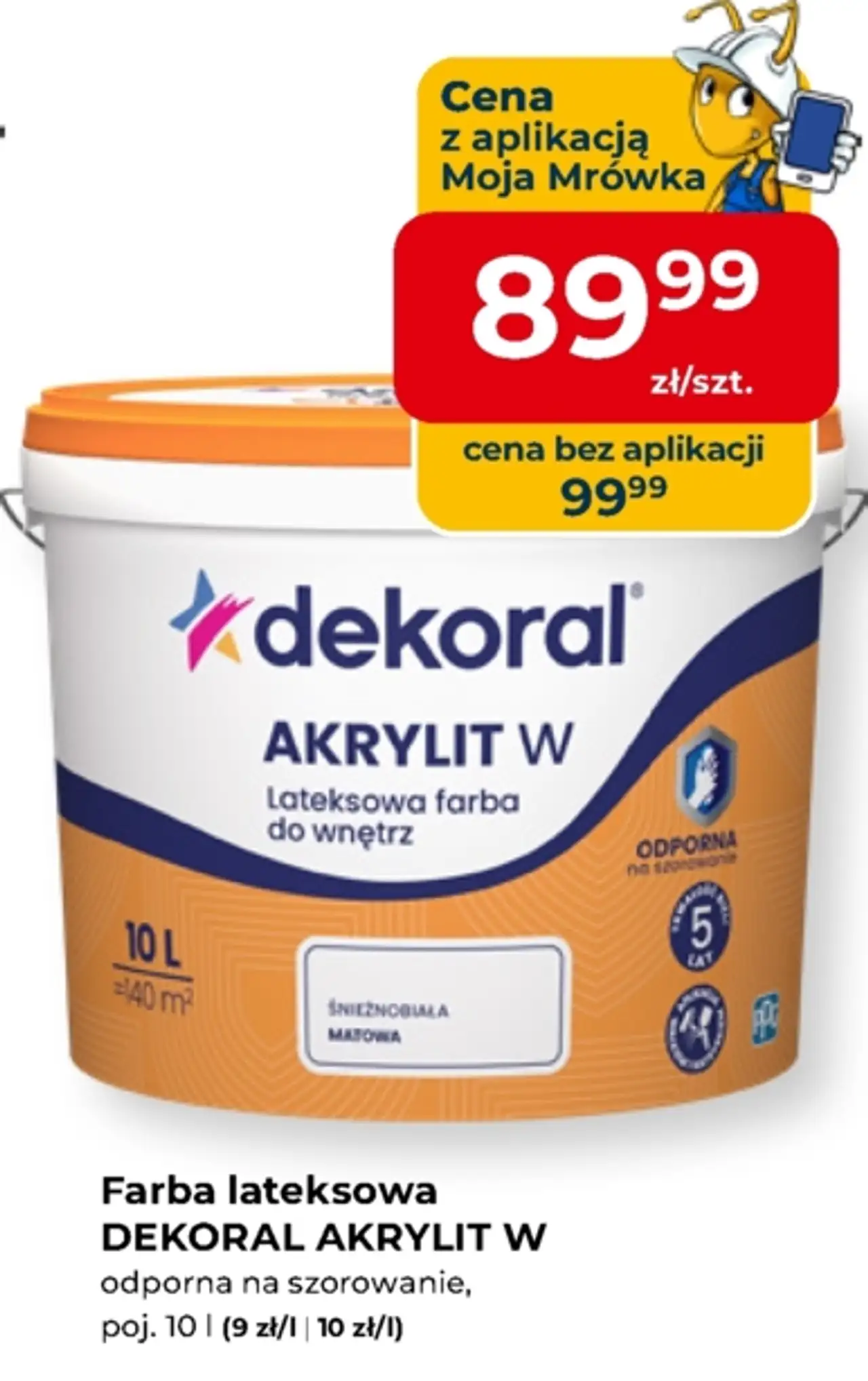 Farba lateksowa DEKORAL AKRYLIT W