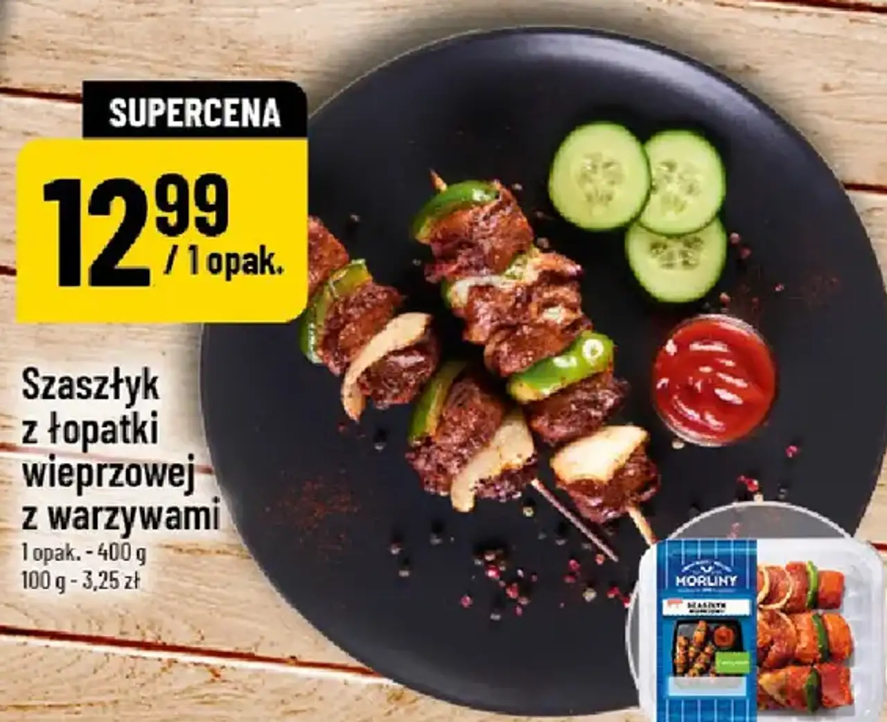 Morliny Szaszłyk z łopatki wieprzowej z warzywami