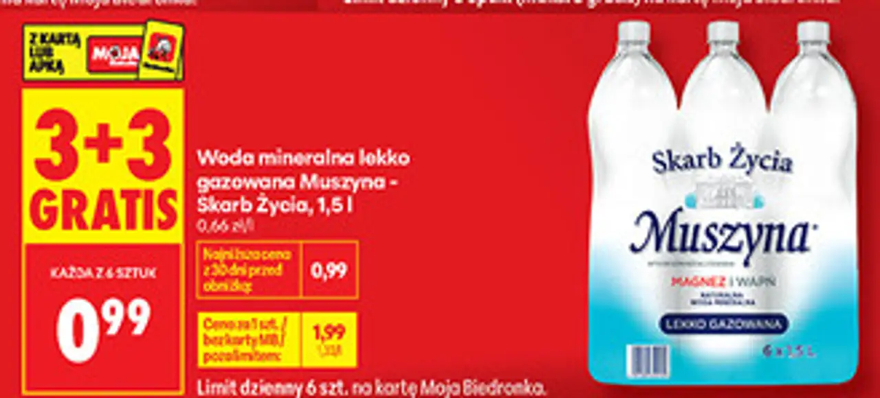 Woda mineralna lekko gazowana Muszyna - Skarb Życia, 1,5 l