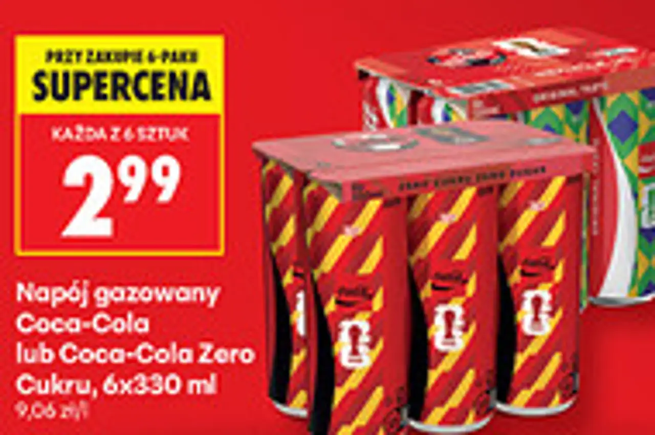 Napój gazowany Coca-Cola lub Coca-Cola Zero Cukru, 6x330 ml