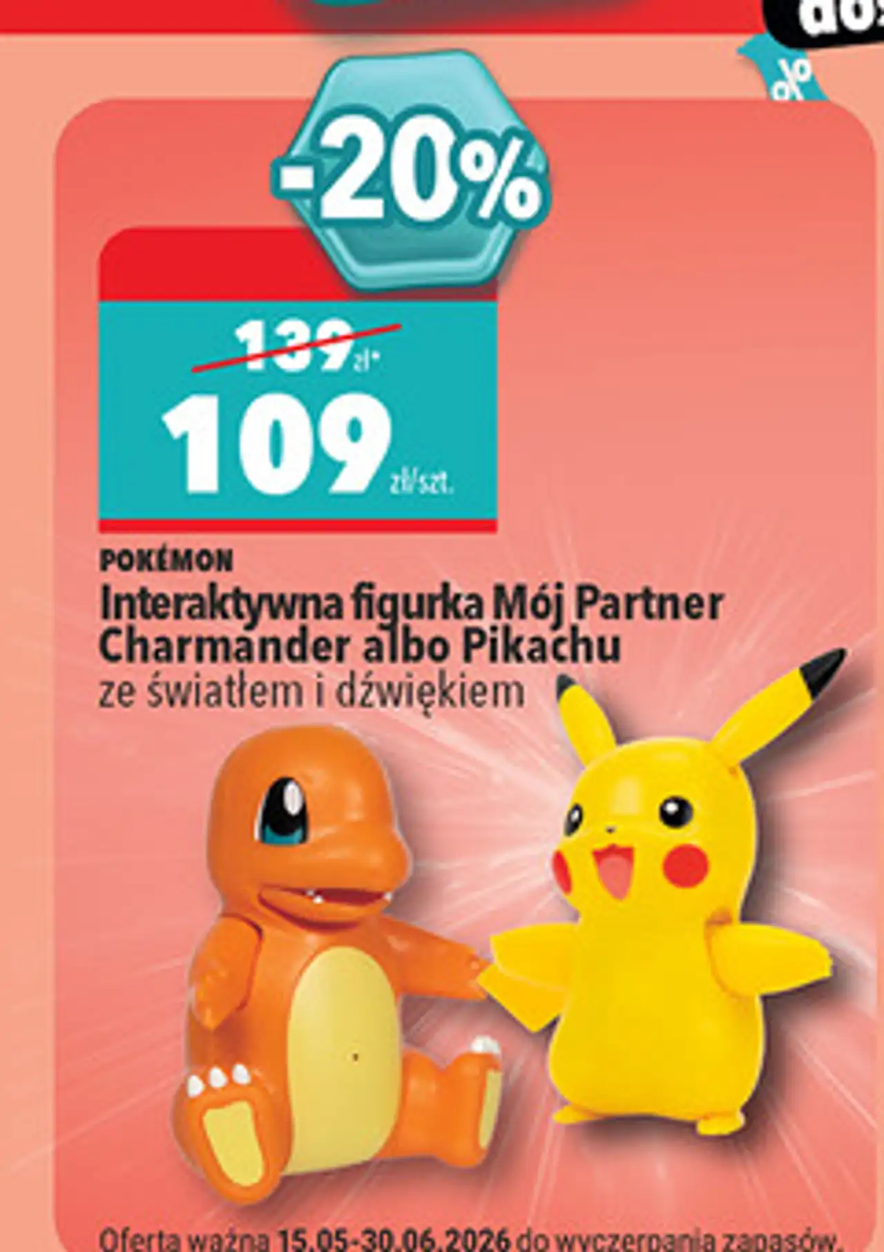 Pokémon Interaktywna figurka Mój Partner Charmander albo Pikachu