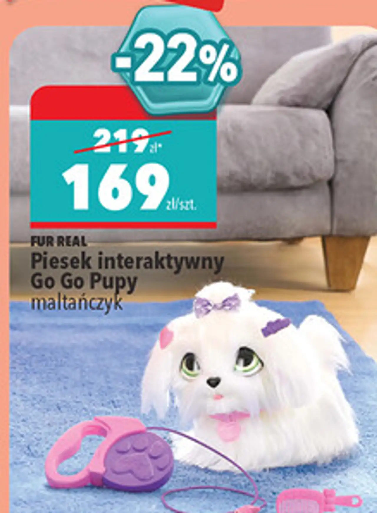 Fur Real Piesek interaktywny Go Go Pupy maltańczyk