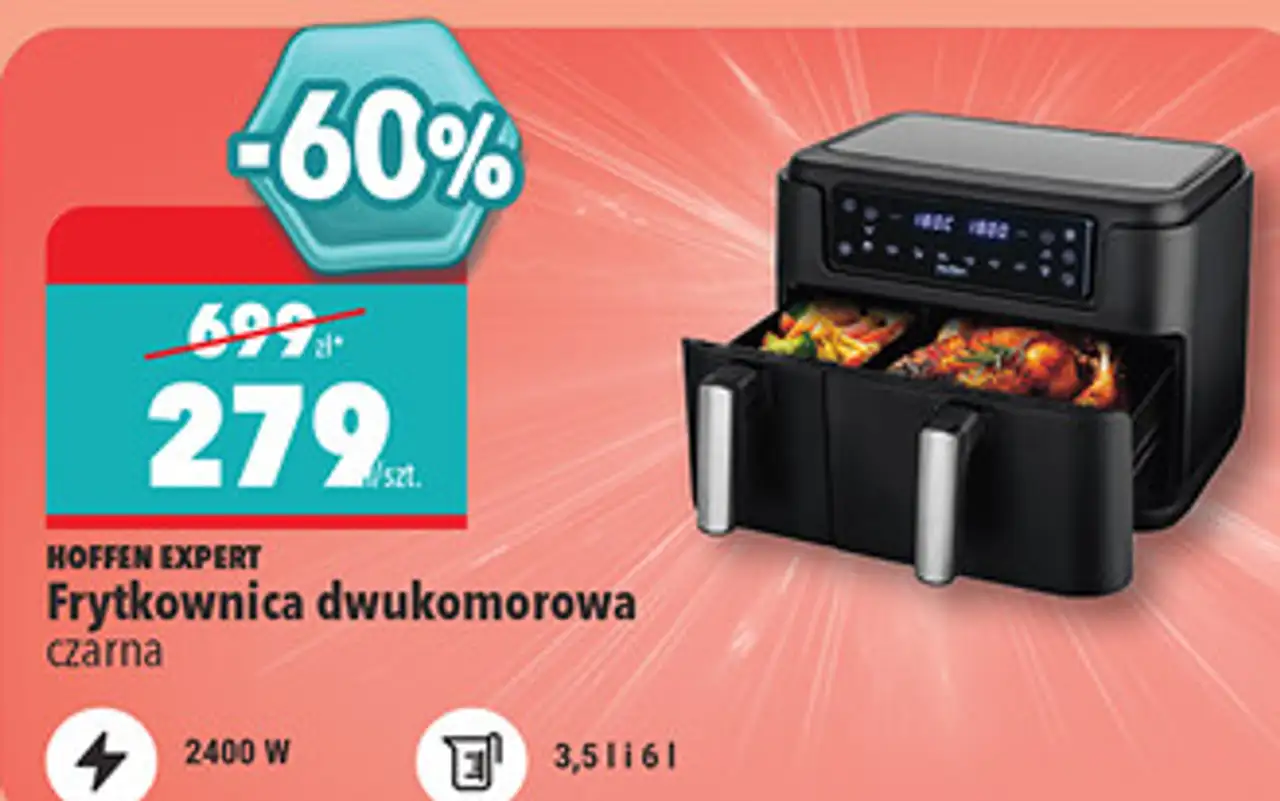 HOFFEN EXPERT Frytkownica dwukomorowa czarna