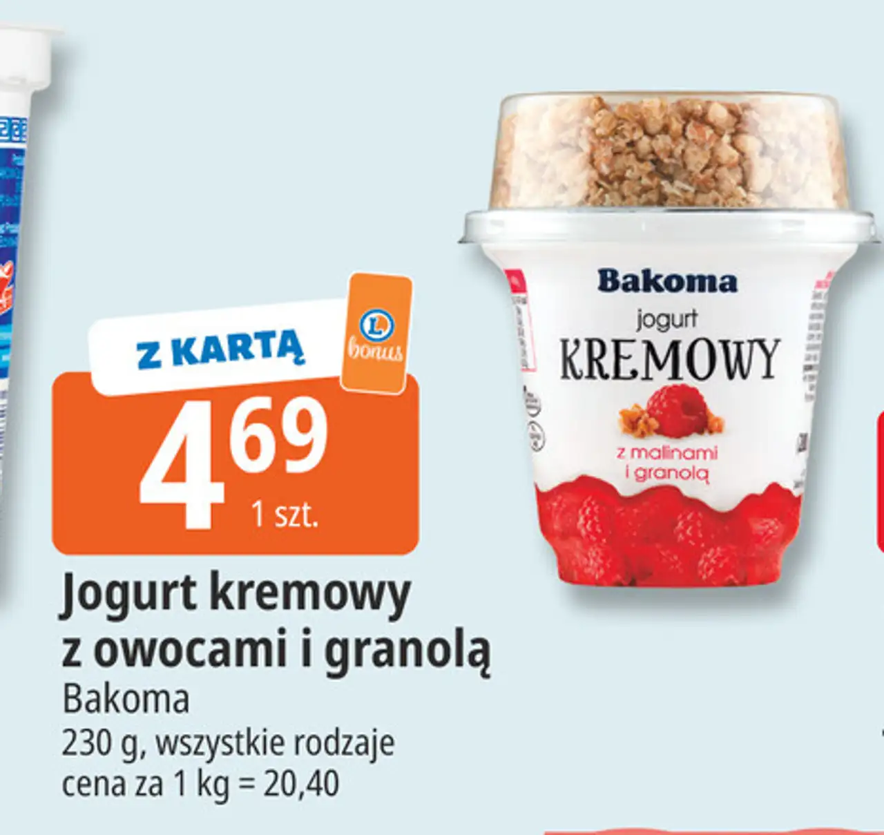Jogurt kremowy z owocami i granolą Bakoma