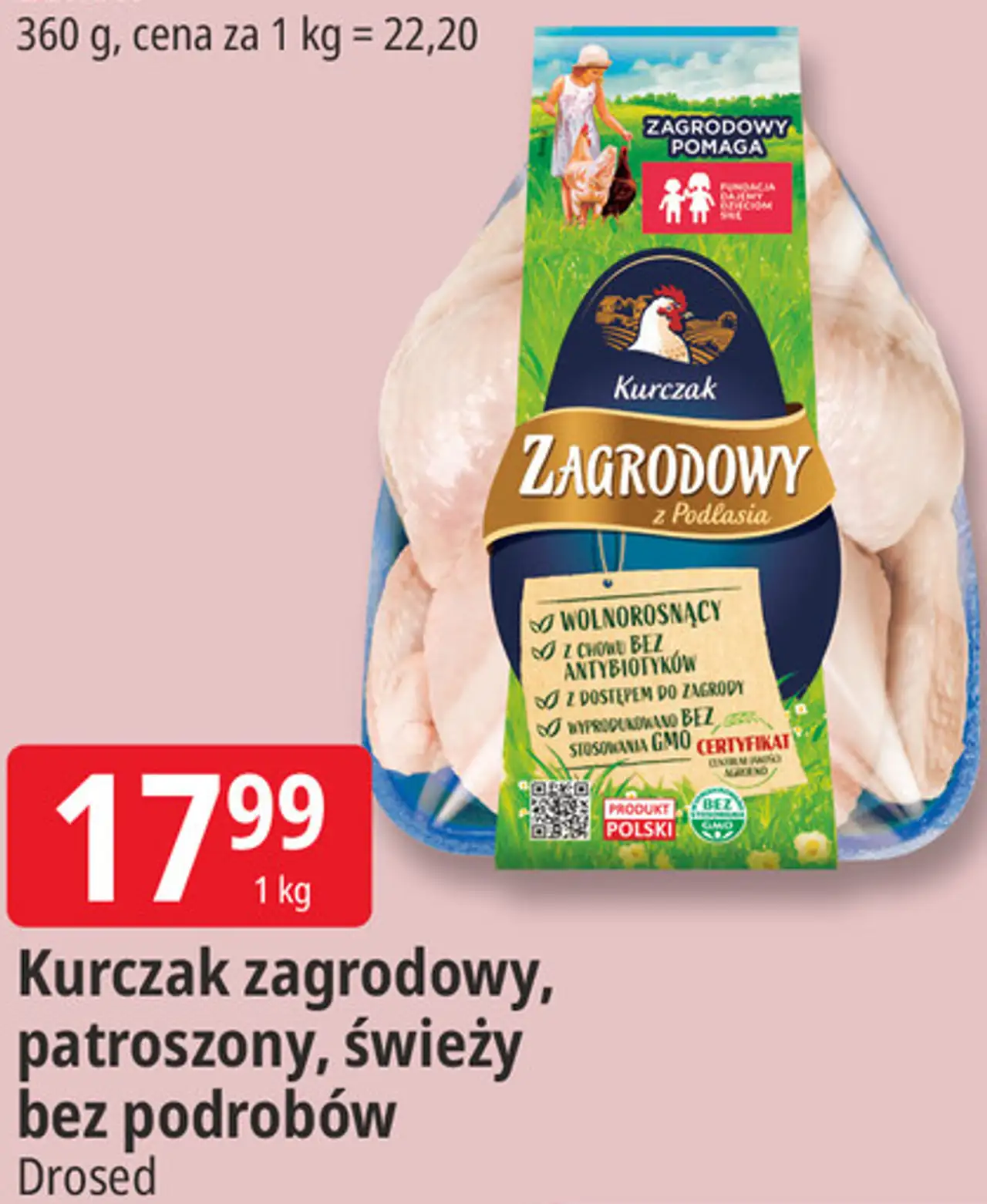 Kurczak zagrodowy, patroszony, świeży bez podrobów