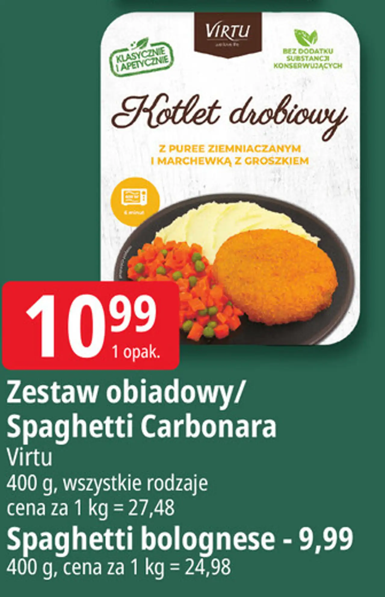 Zestaw obiadowy/Spaghetti Carbonara Virtu