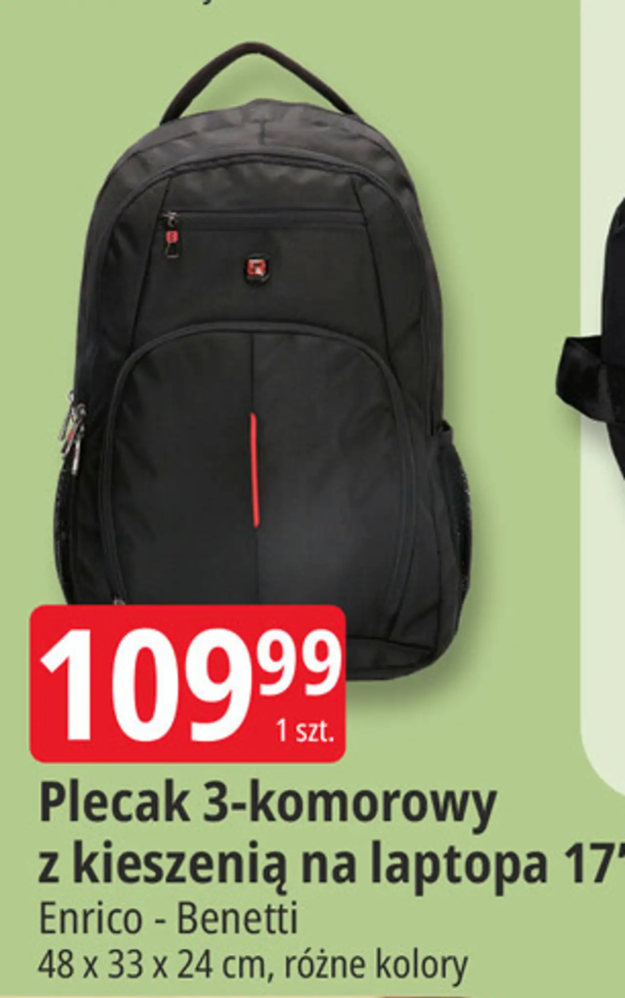 Plecak 3-komorowy z kieszenią na laptopa 17" Enrico - Benetti