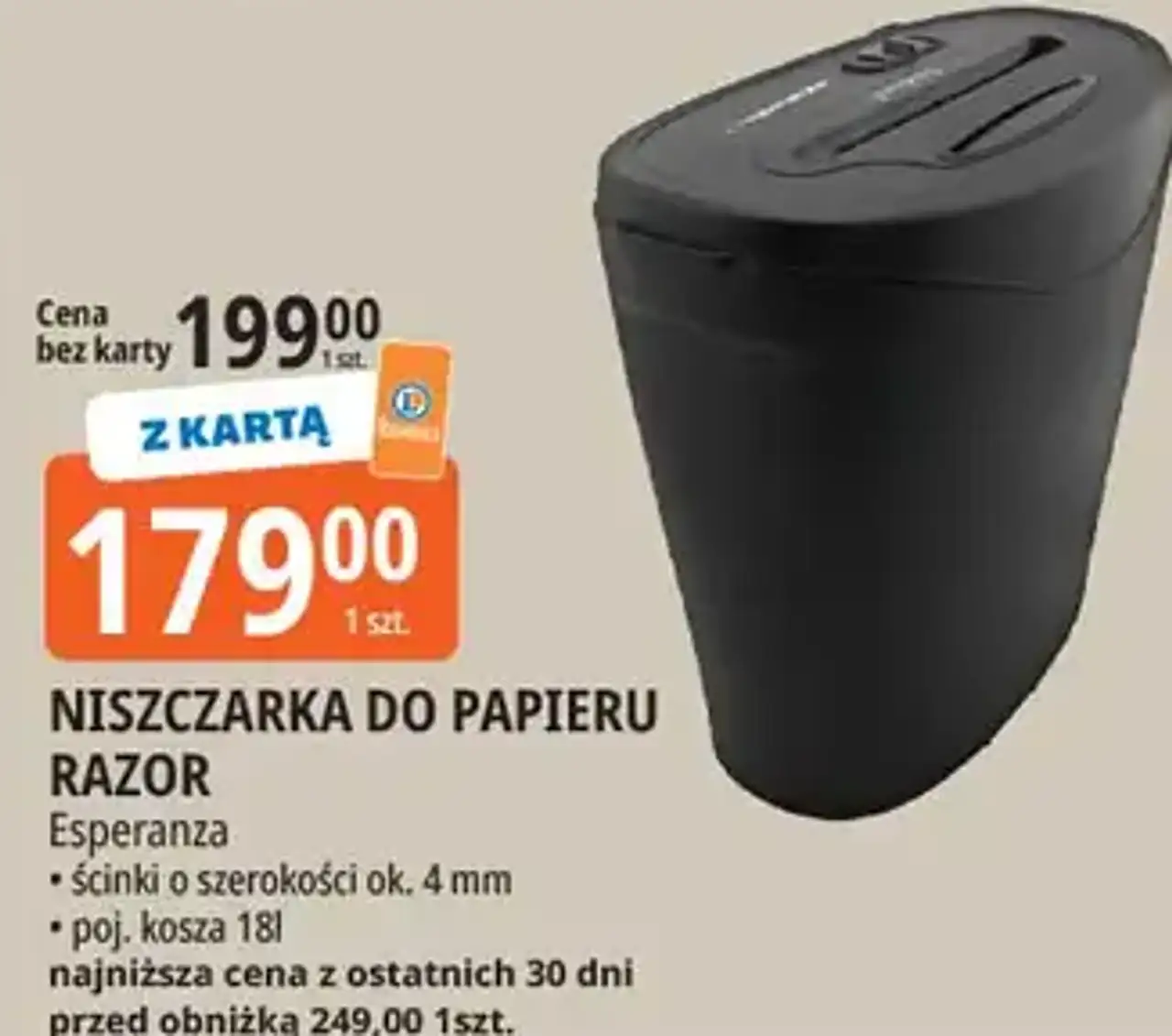 Esperanza Niszczarka do papieru Razor