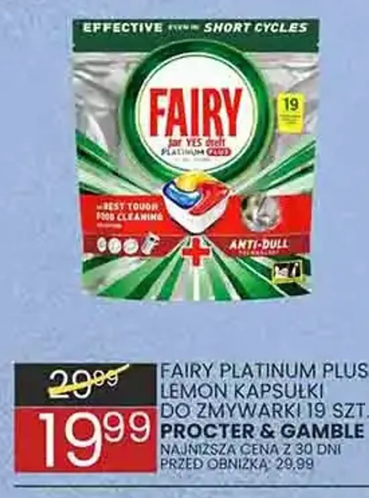 FAIRY PLATINUM PLUS LEMON KAPSUŁKI DO ZMYWARKI 19 SZT.
