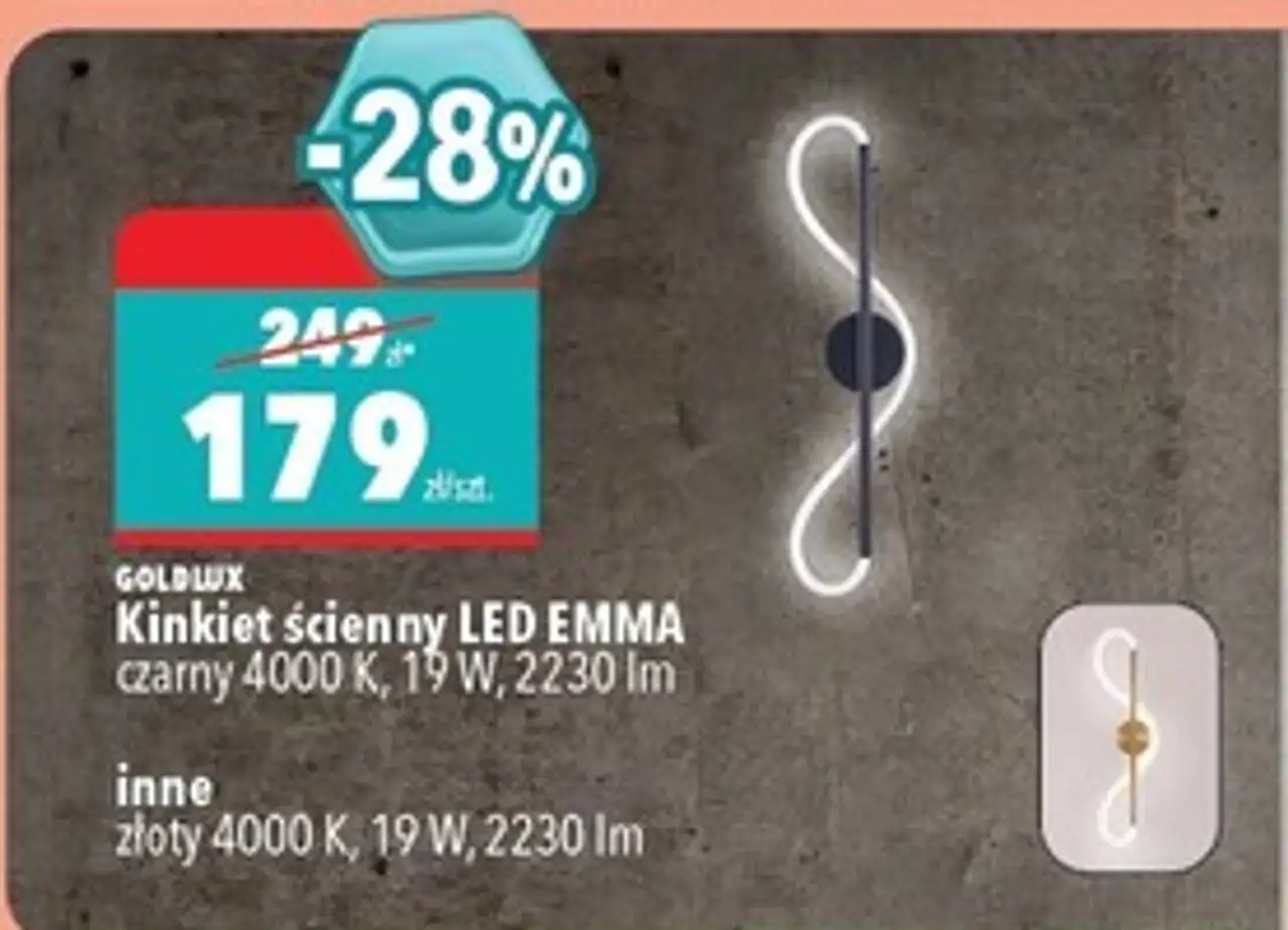 Kinkiet led emma 19w złoty Goldlux