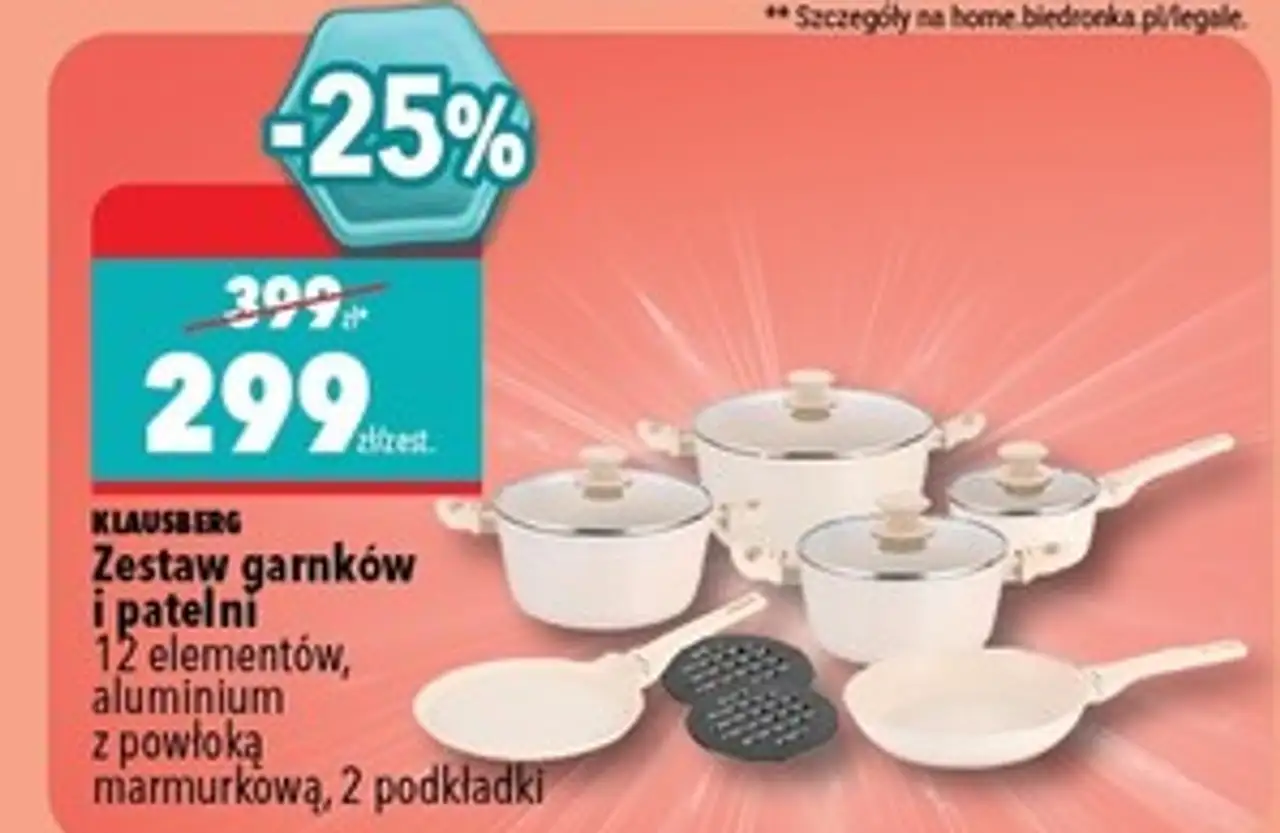 Zestaw garnków i patelni z powłoką marmurkową Klausberg