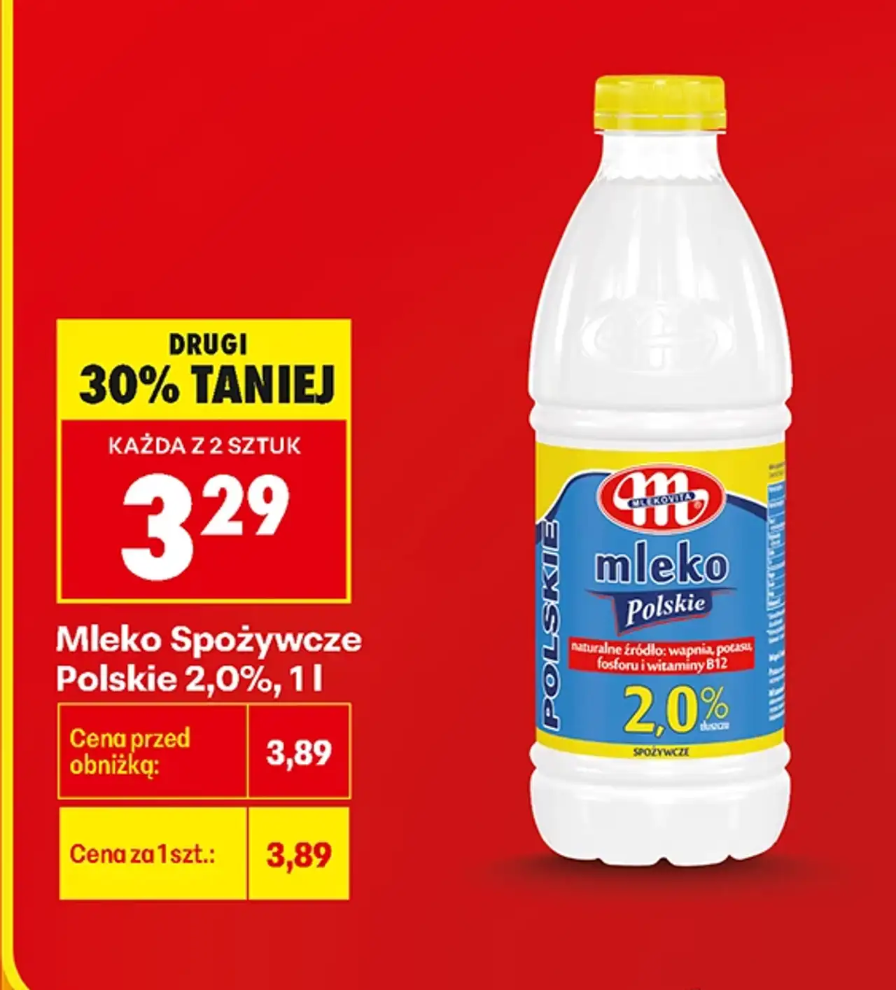 Mleko Spożywcze Polskie 2,0%, 1 l