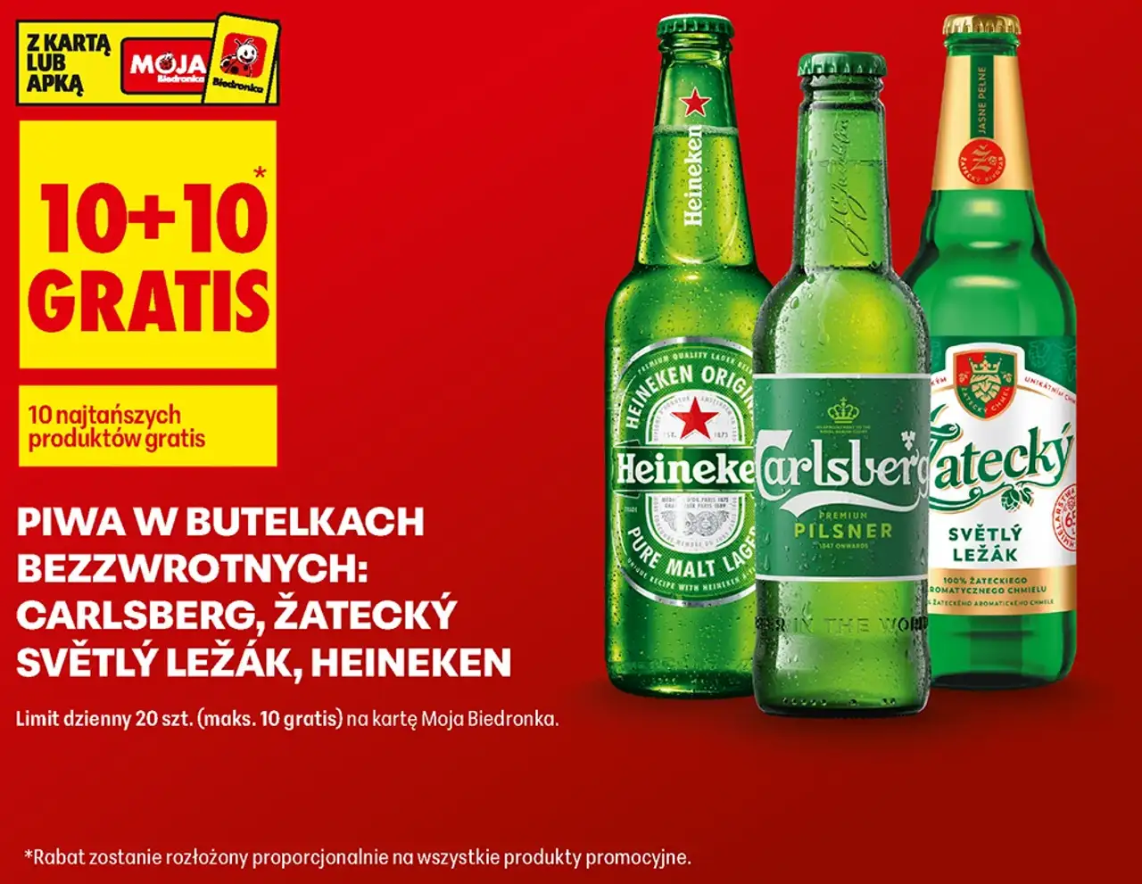 Piwa w butelkach bezzwrotnych: Carlsberg, Žatecký Světlý Ležák, Heineken